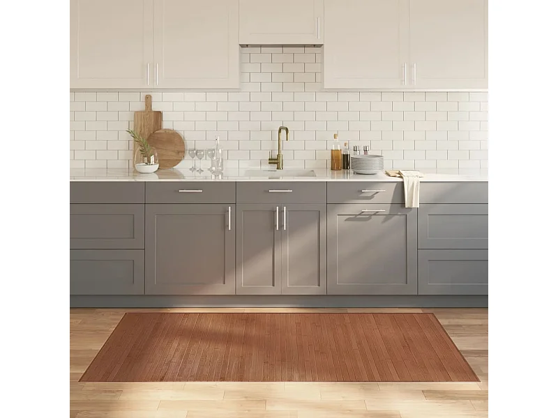 Tapis rectangulaire marron 100x200 cm bambou