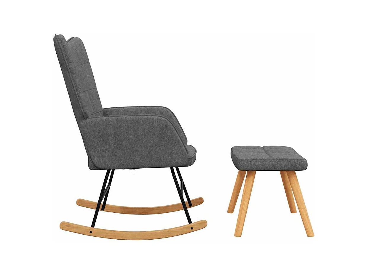 Schommelstoel met kruk Donkergrijze stof