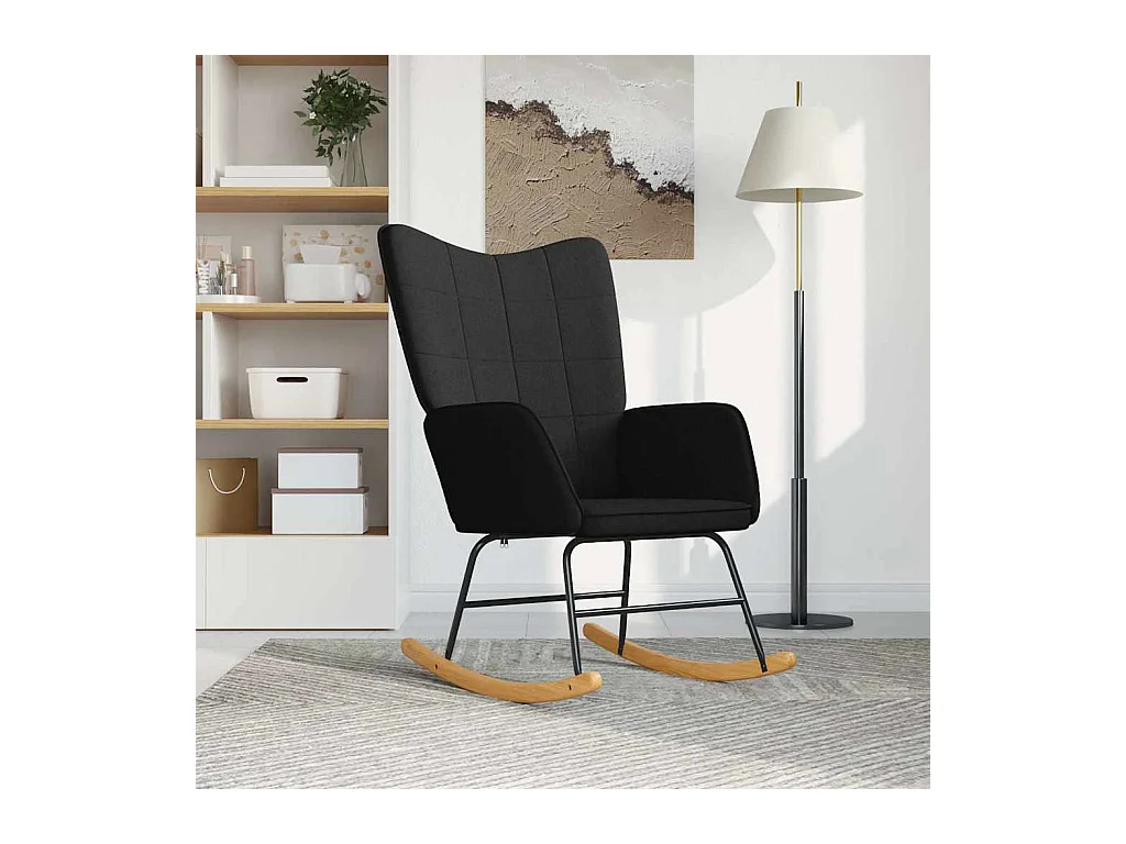 Schaukelstuhl aus schwarzem Stoff