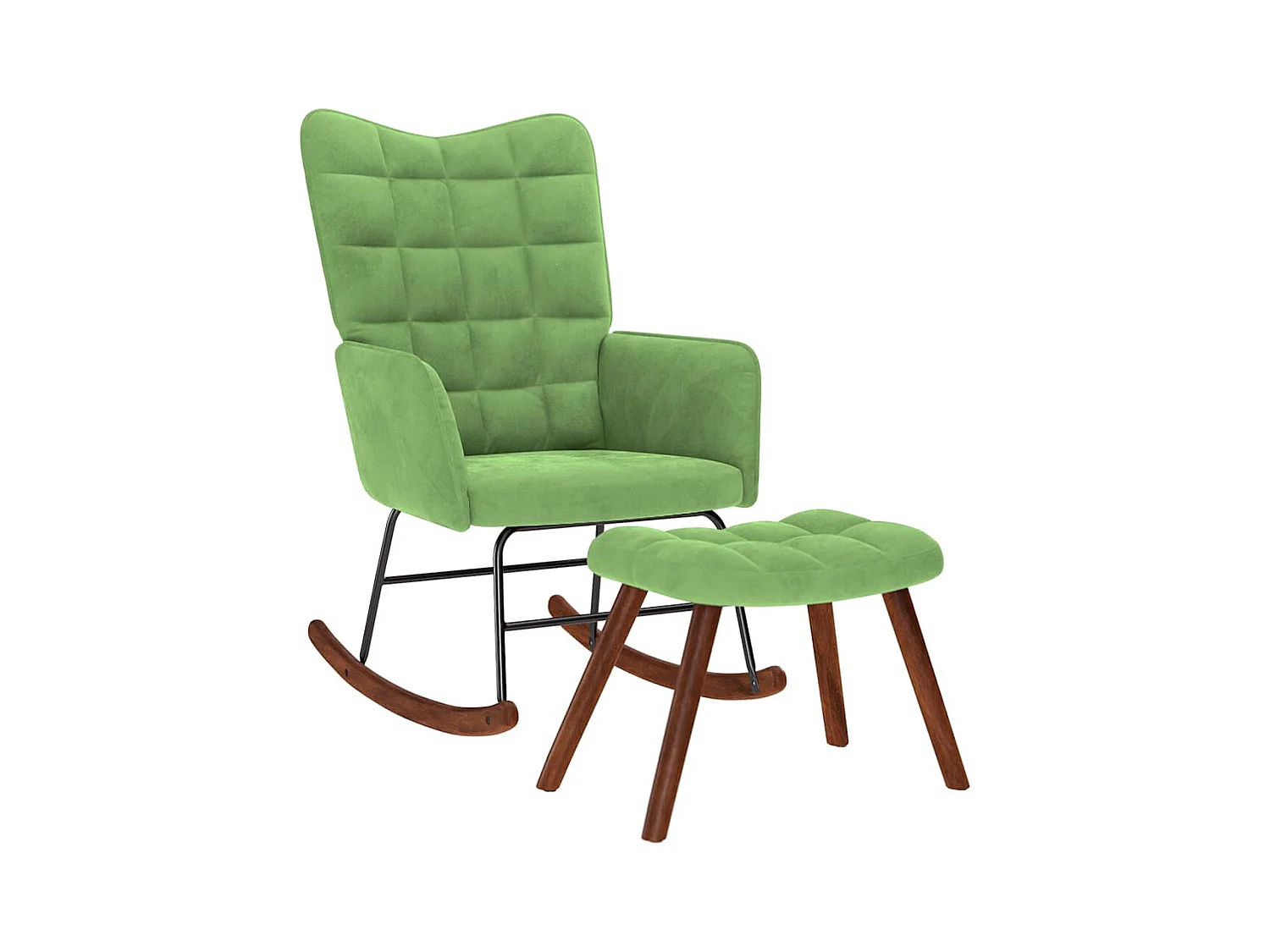 Chaise à bascule avec repose-pied vert clair velours