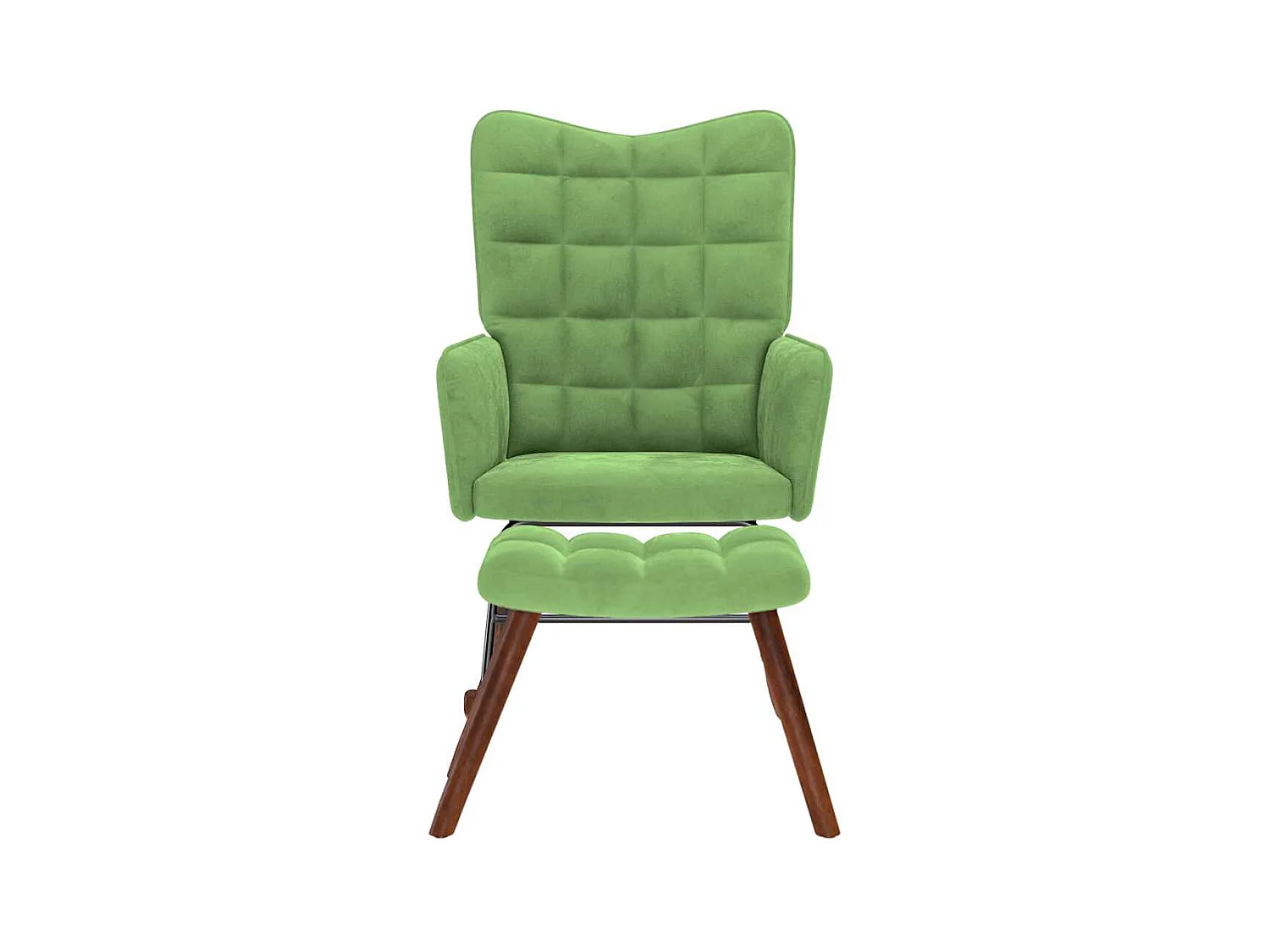 Chaise à bascule avec repose-pied vert clair velours