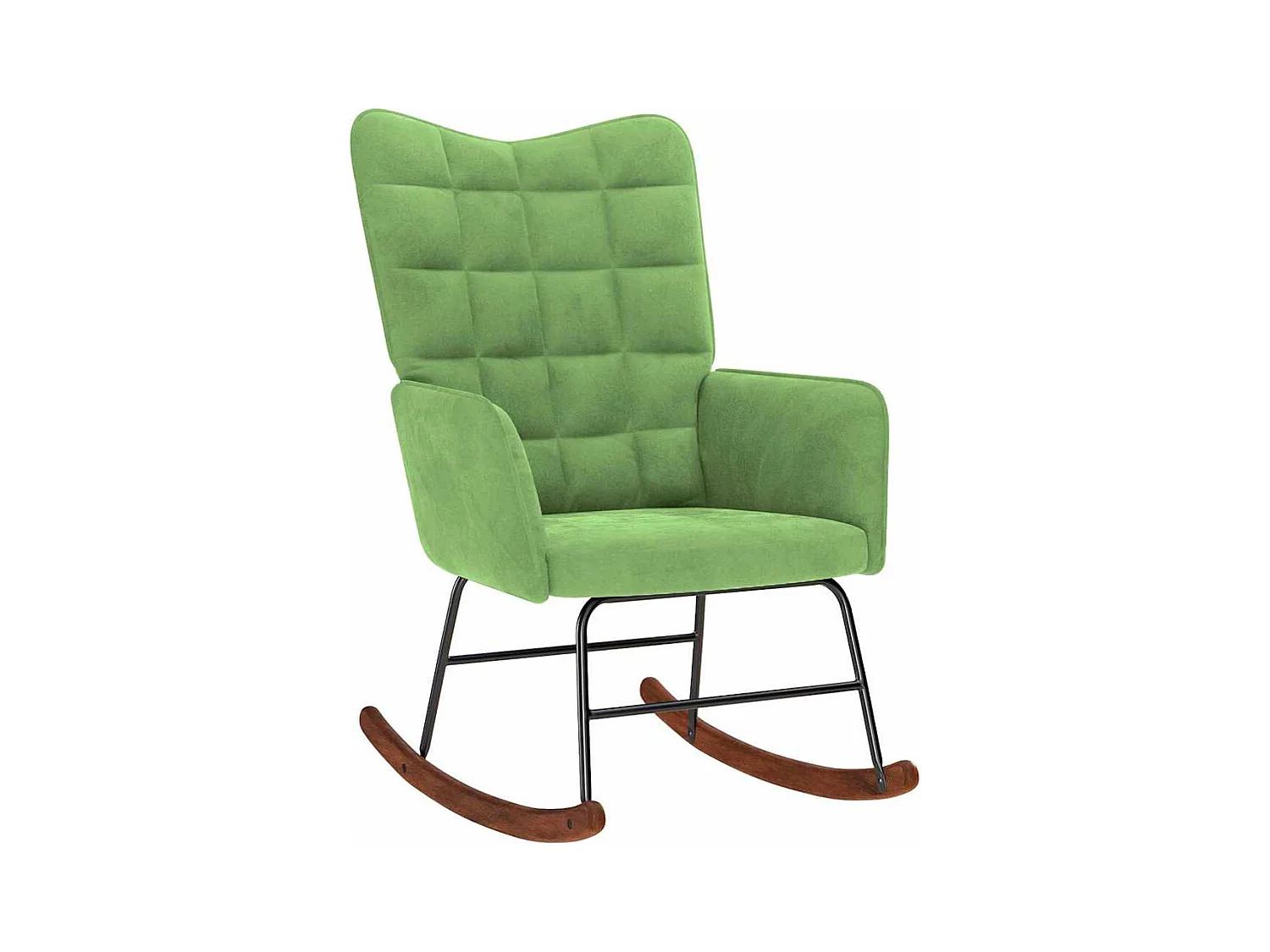 Chaise à bascule avec repose-pied vert clair velours