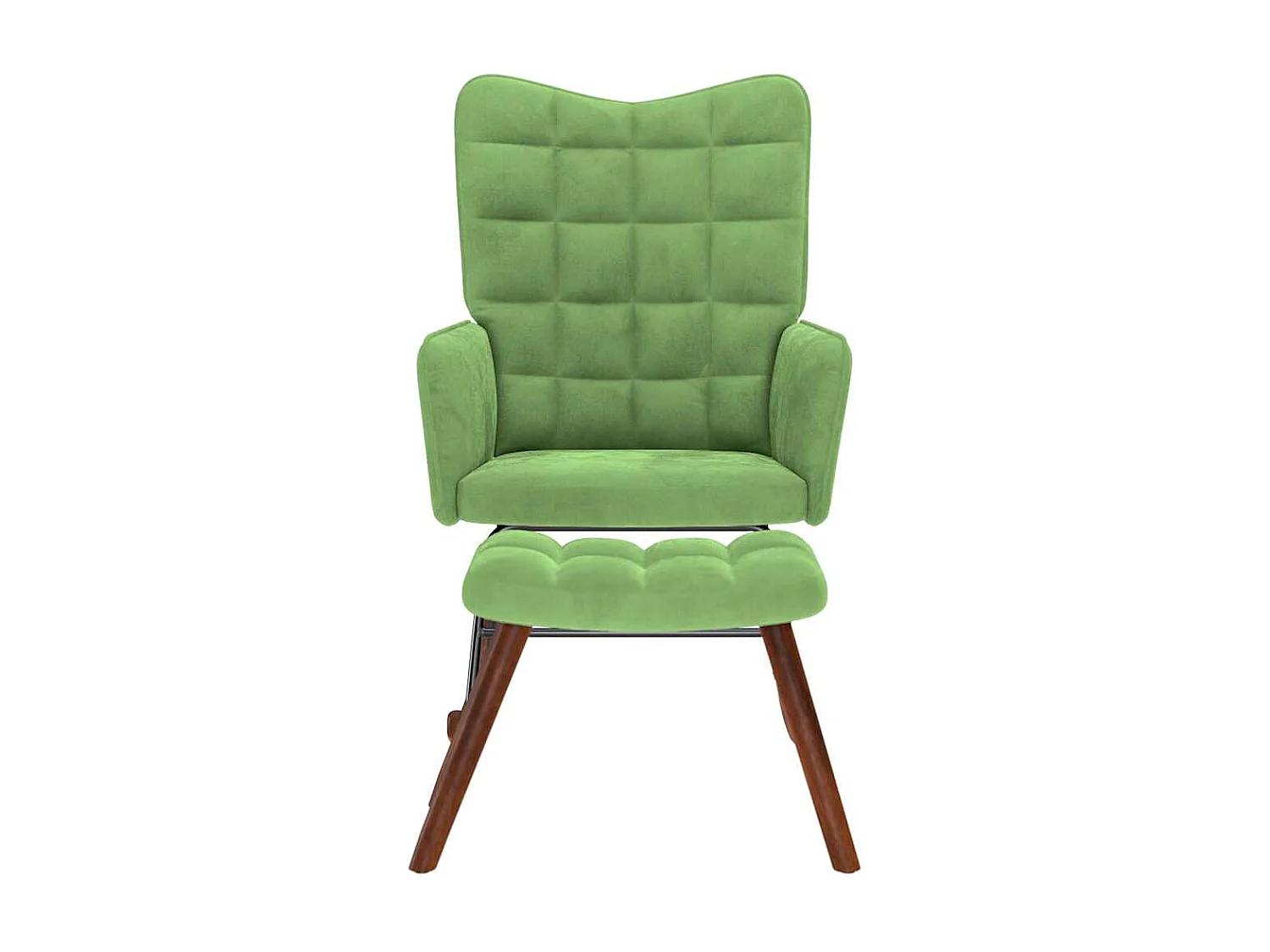 Mecedora con reposapiés de terciopelo verde claro