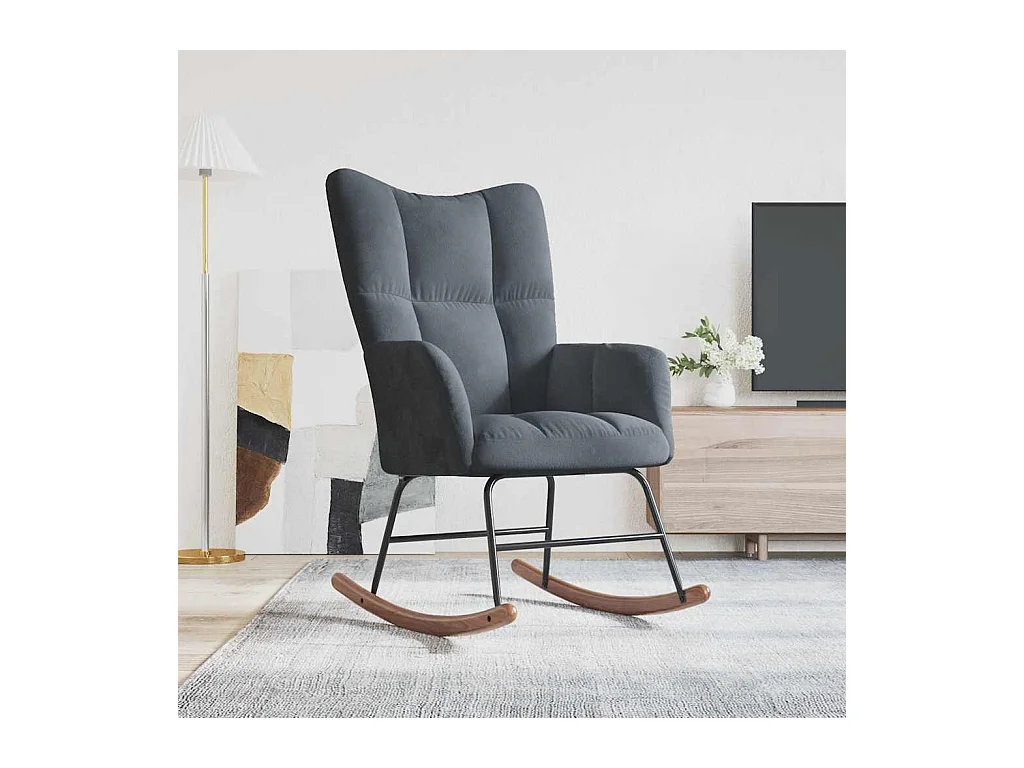 Mecedora de terciopelo gris oscuro