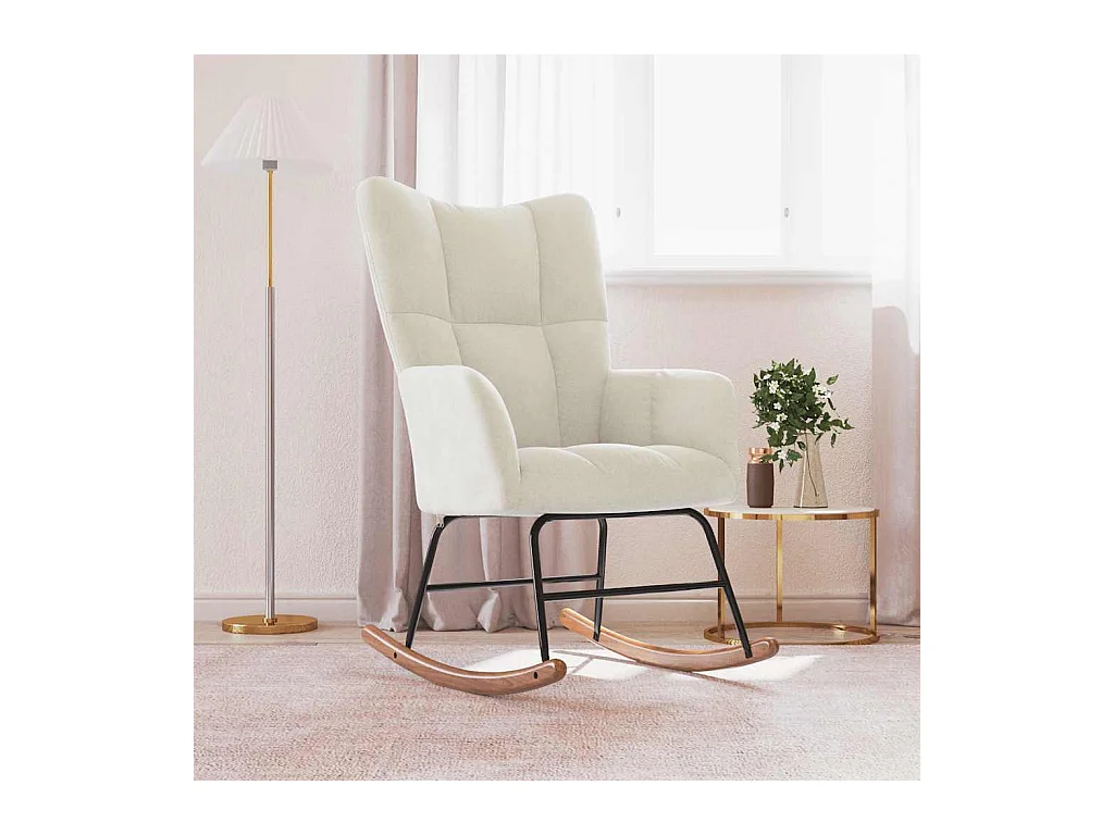 Sedia a dondolo in velluto bianco crema