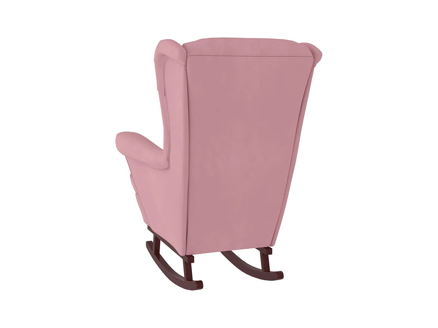 Schommelstoel met houten poten en krukje Roze Fluweel