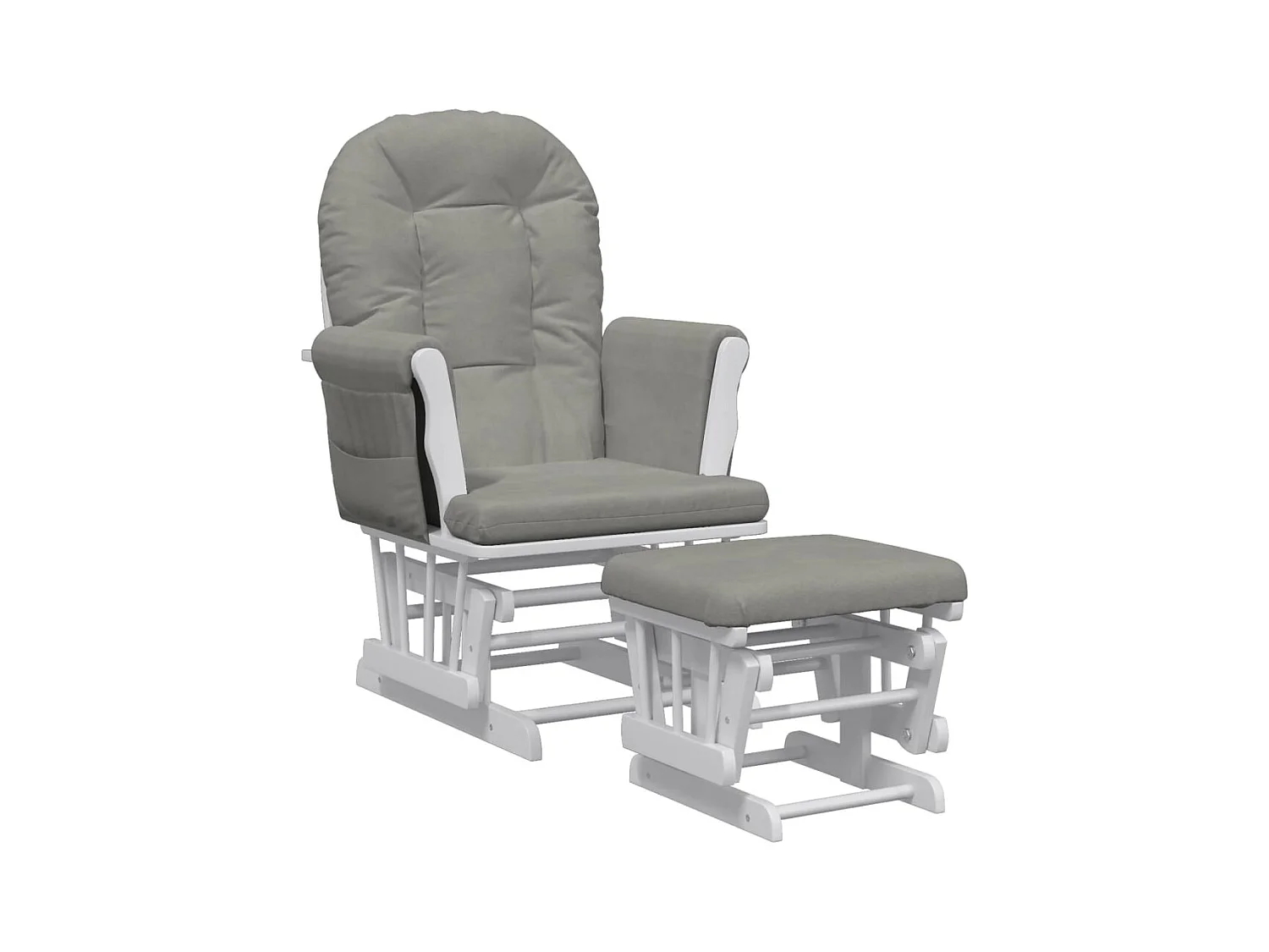 Mecedora con reposapiés Tela gris claro