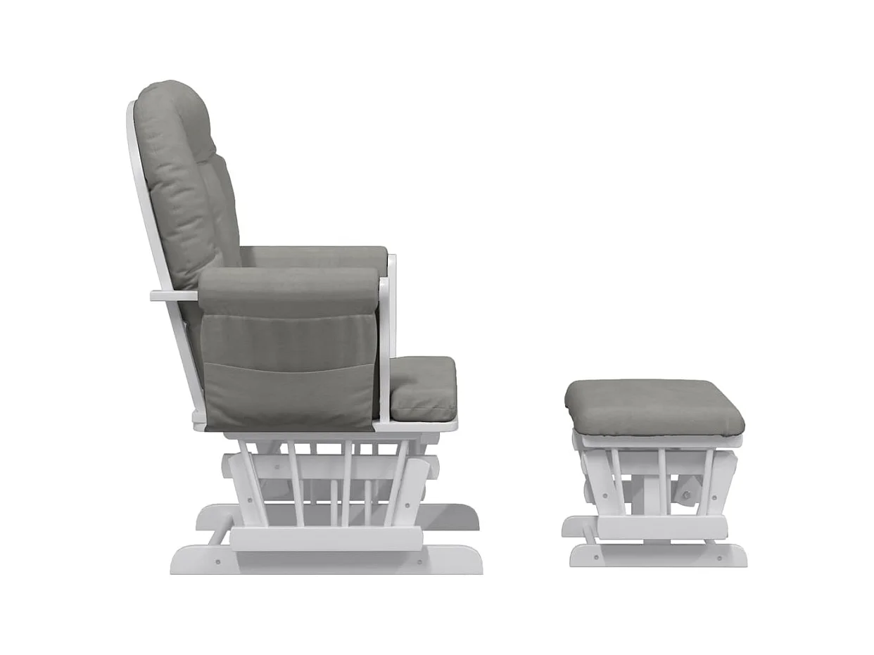 Mecedora con reposapiés Tela gris claro