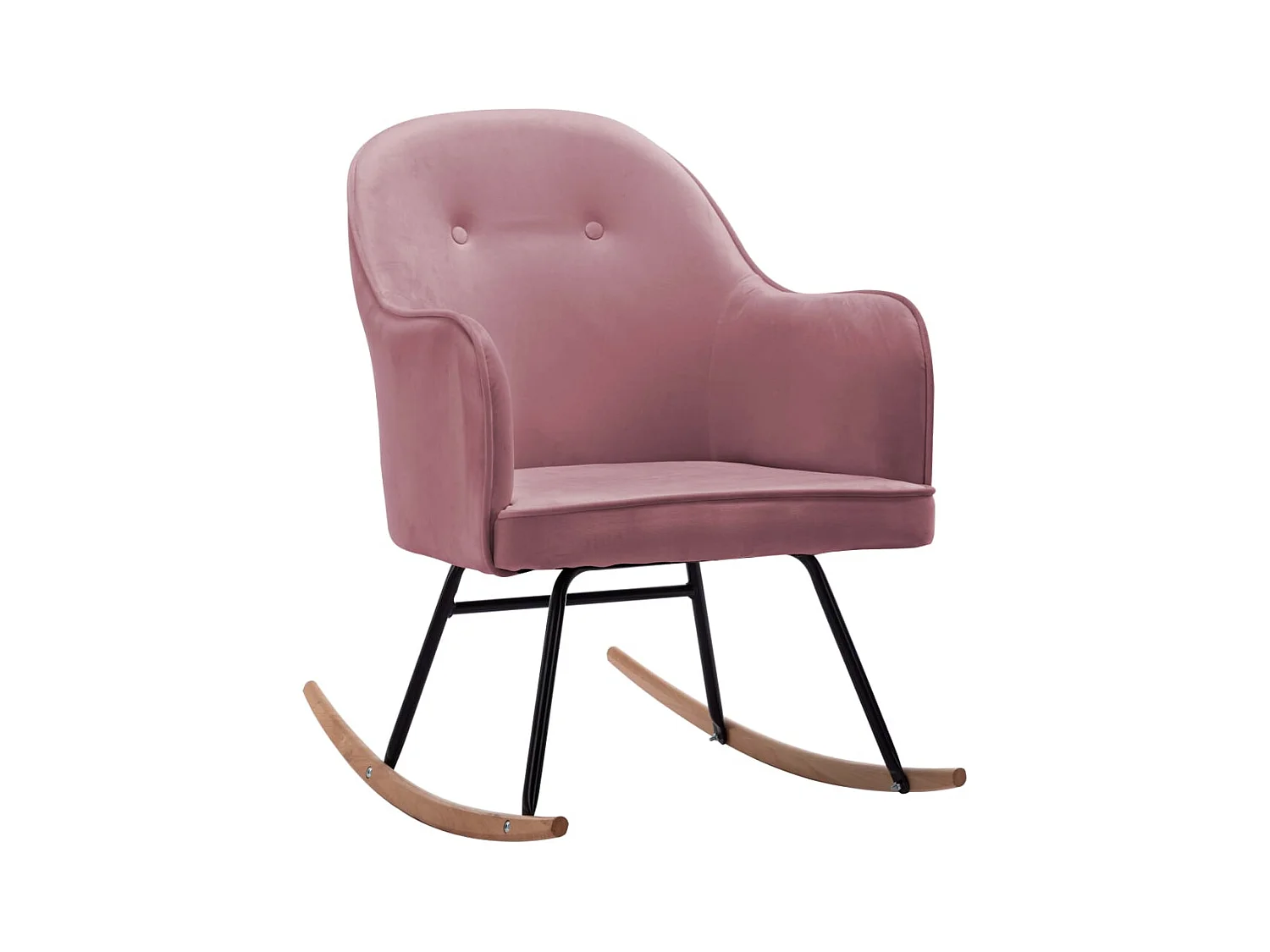 Sedia a dondolo in velluto rosa