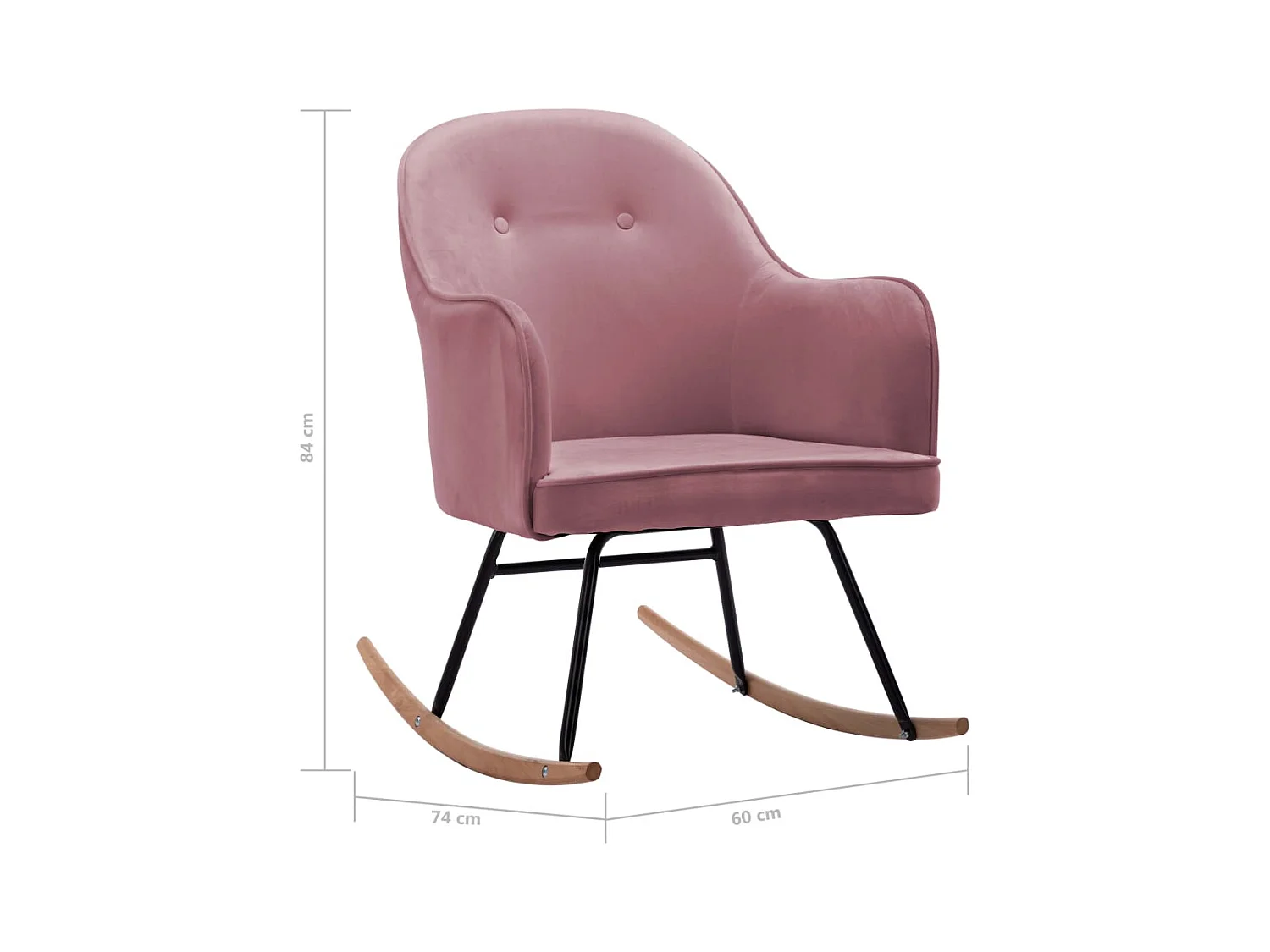 Sedia a dondolo in velluto rosa
