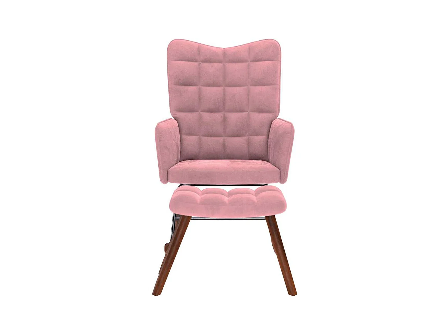 Chaise à bascule avec repose-pied rose velours