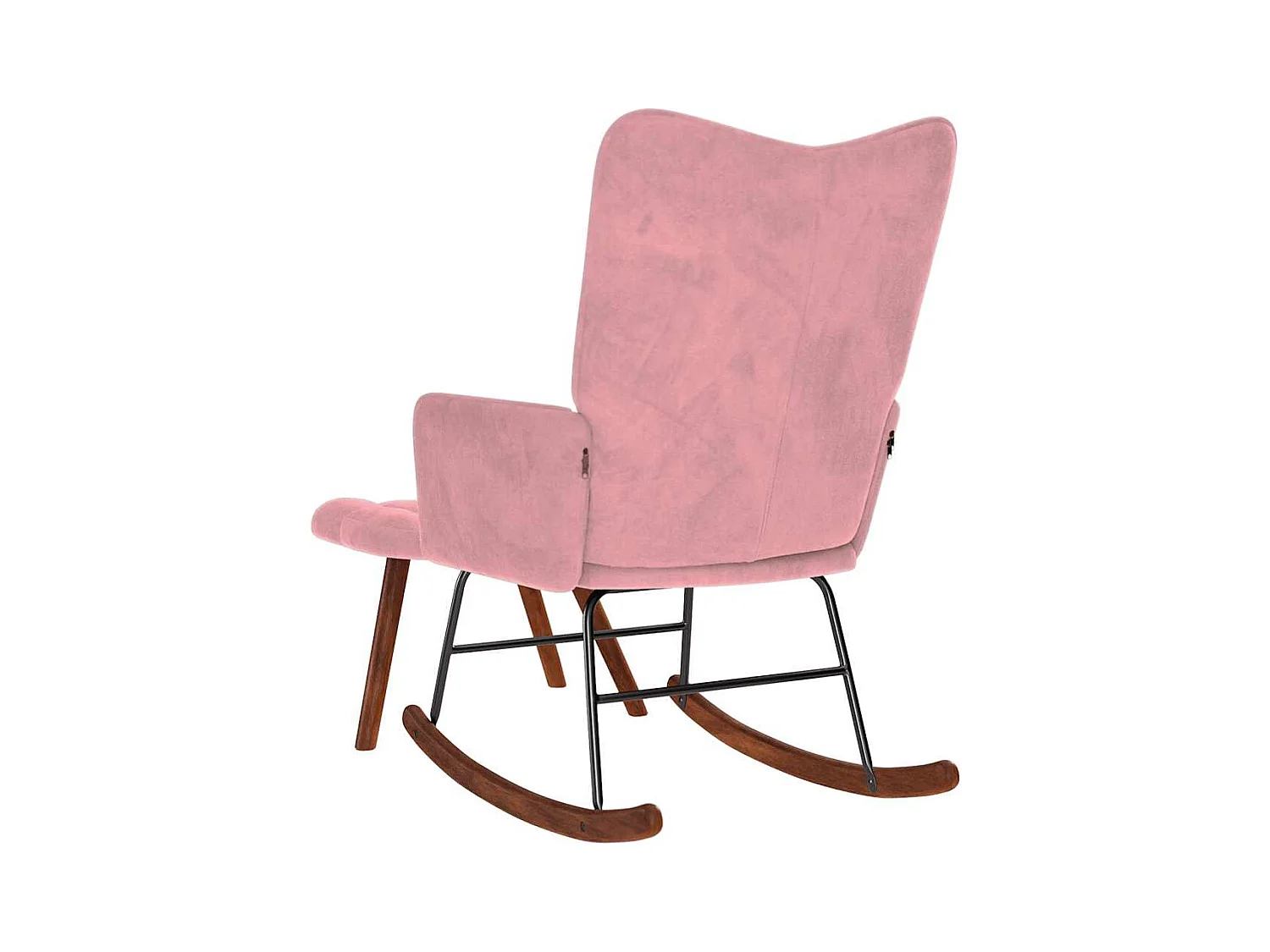 Chaise à bascule avec repose-pied rose velours