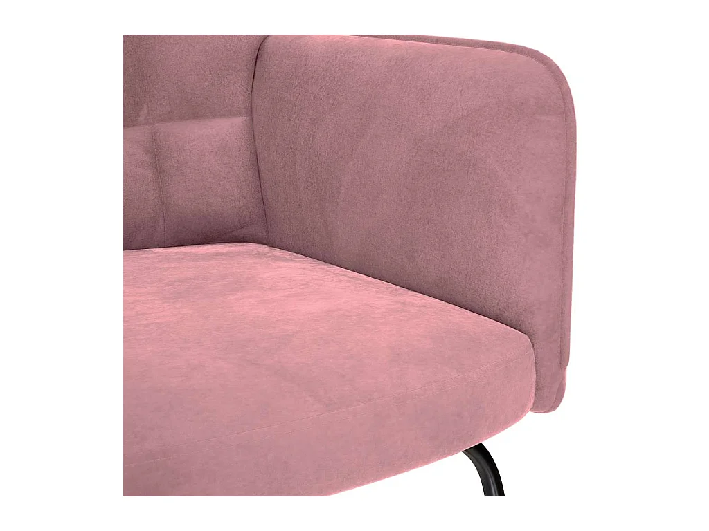Chaise à bascule avec repose-pied rose velours