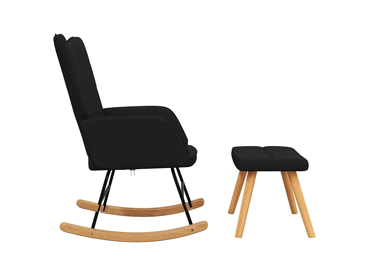 Mecedora con taburete Tela negra