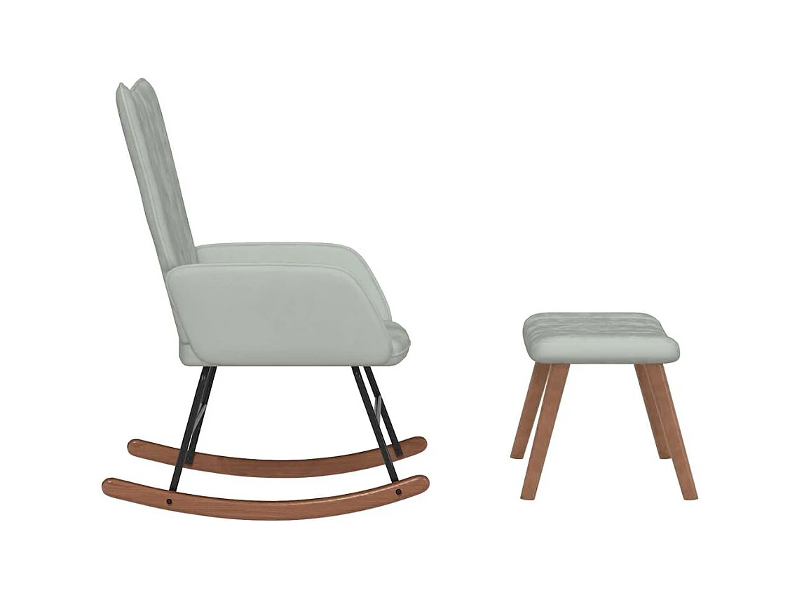 Mecedora con reposapiés Terciopelo gris claro