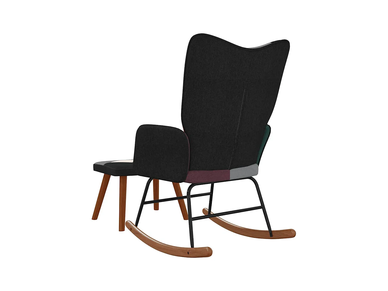 Sedia a dondolo con sgabello in tessuto patchwork