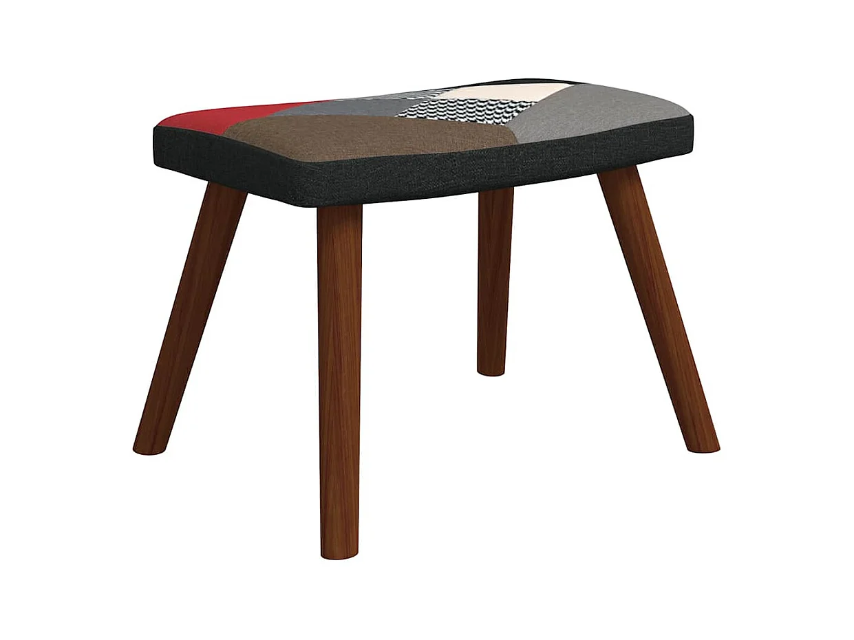 Sedia a dondolo con sgabello in tessuto patchwork