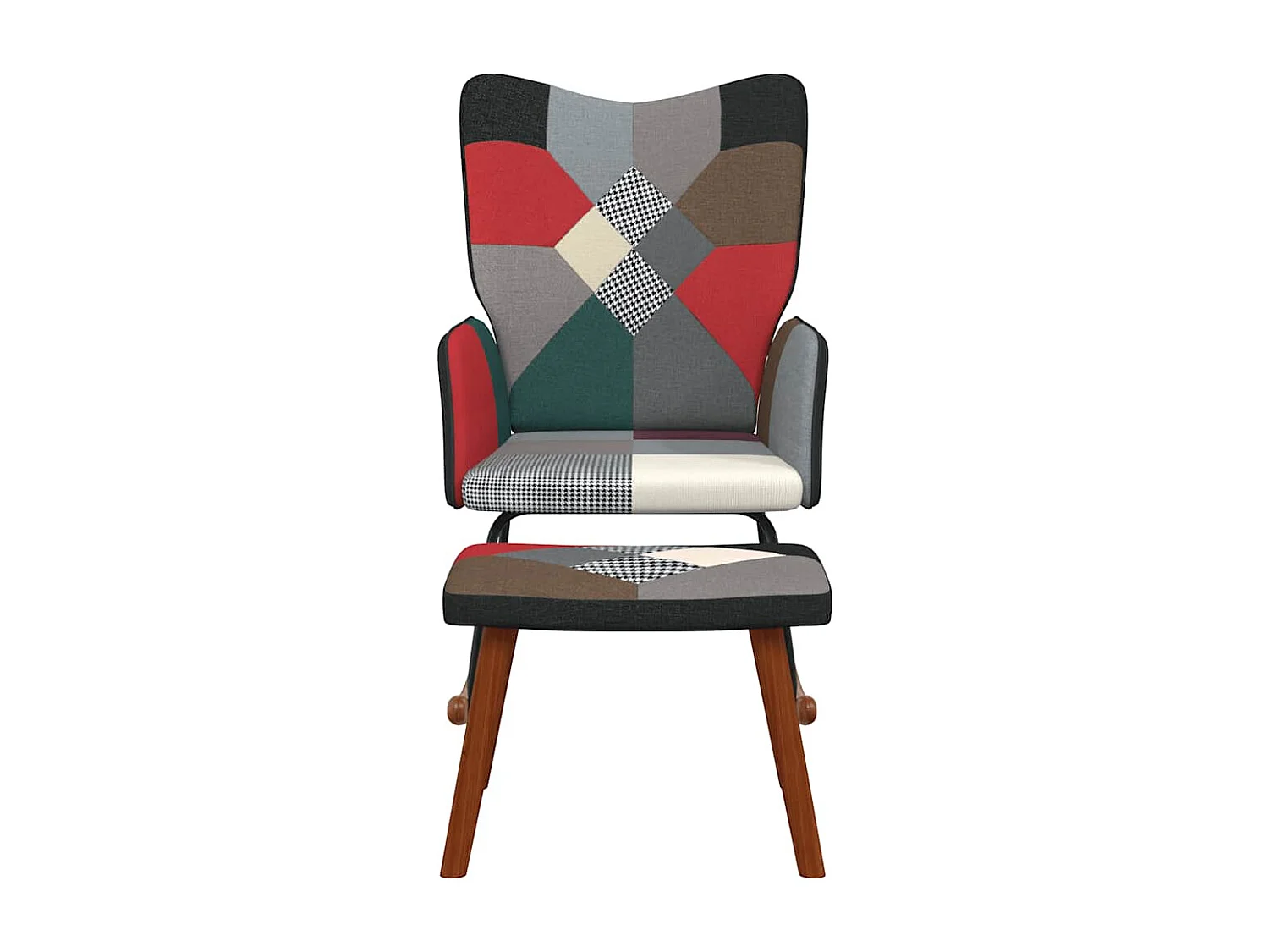 Chaise à bascule avec tabouret Patchwork Tissu