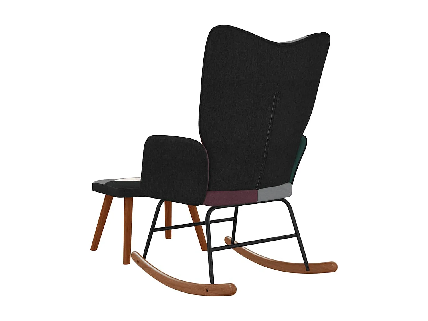 Chaise à bascule avec tabouret Patchwork Tissu