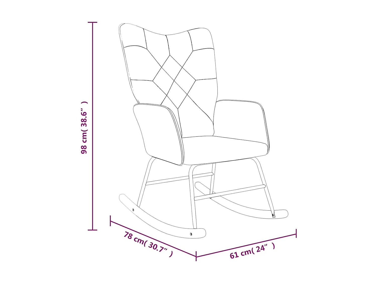 Chaise à bascule avec tabouret Patchwork Tissu