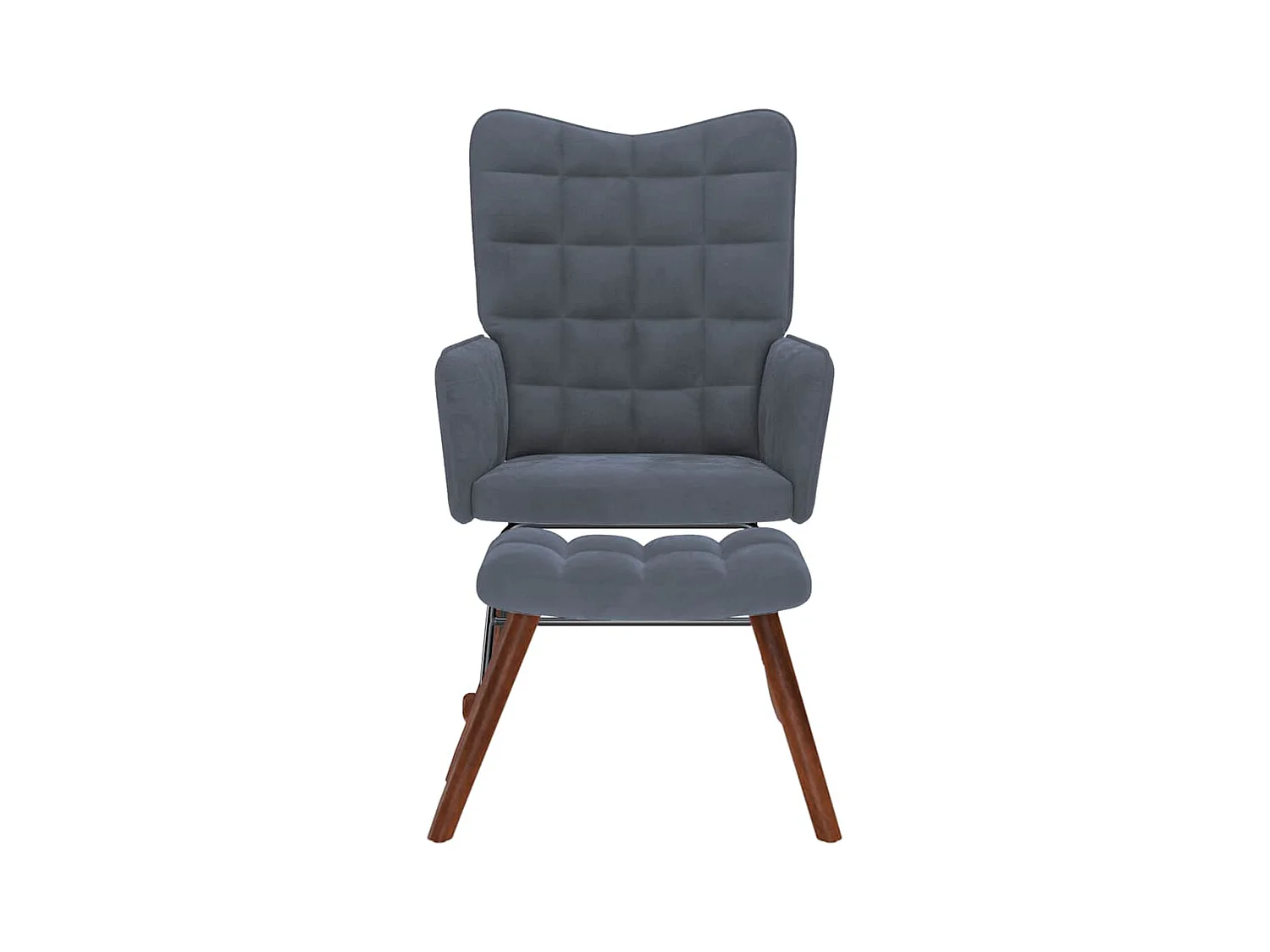 Schommelstoel met voetenbankje donkergrijs fluweel