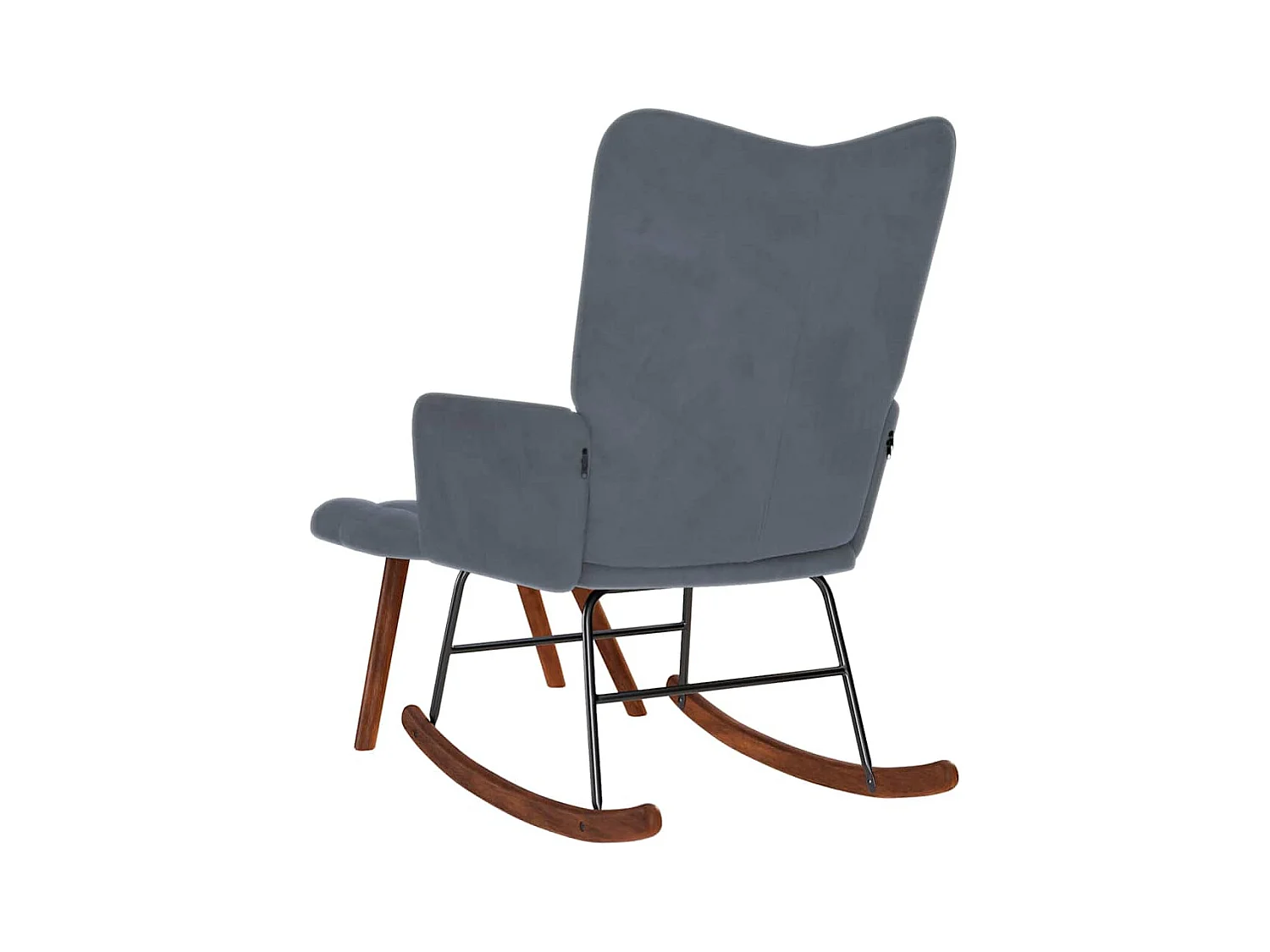 Schommelstoel met voetenbankje donkergrijs fluweel