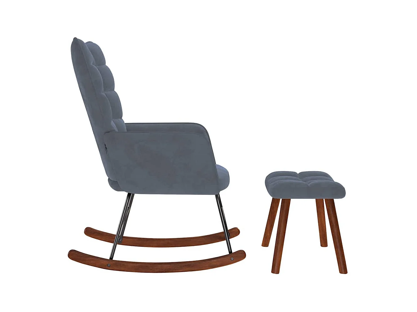 Chaise à bascule avec repose-pied gris foncé velours