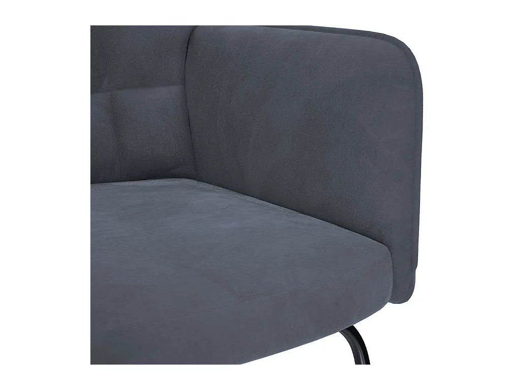 Chaise à bascule avec repose-pied gris foncé velours