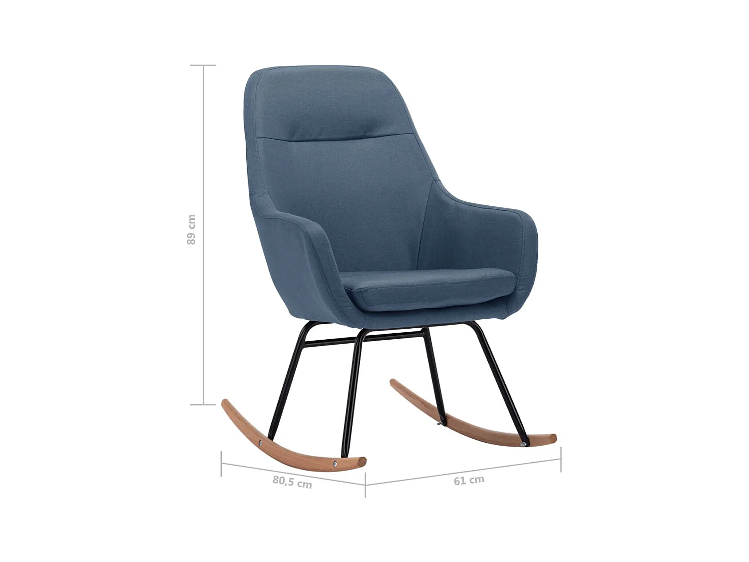 Blauwe stoffen schommelstoel