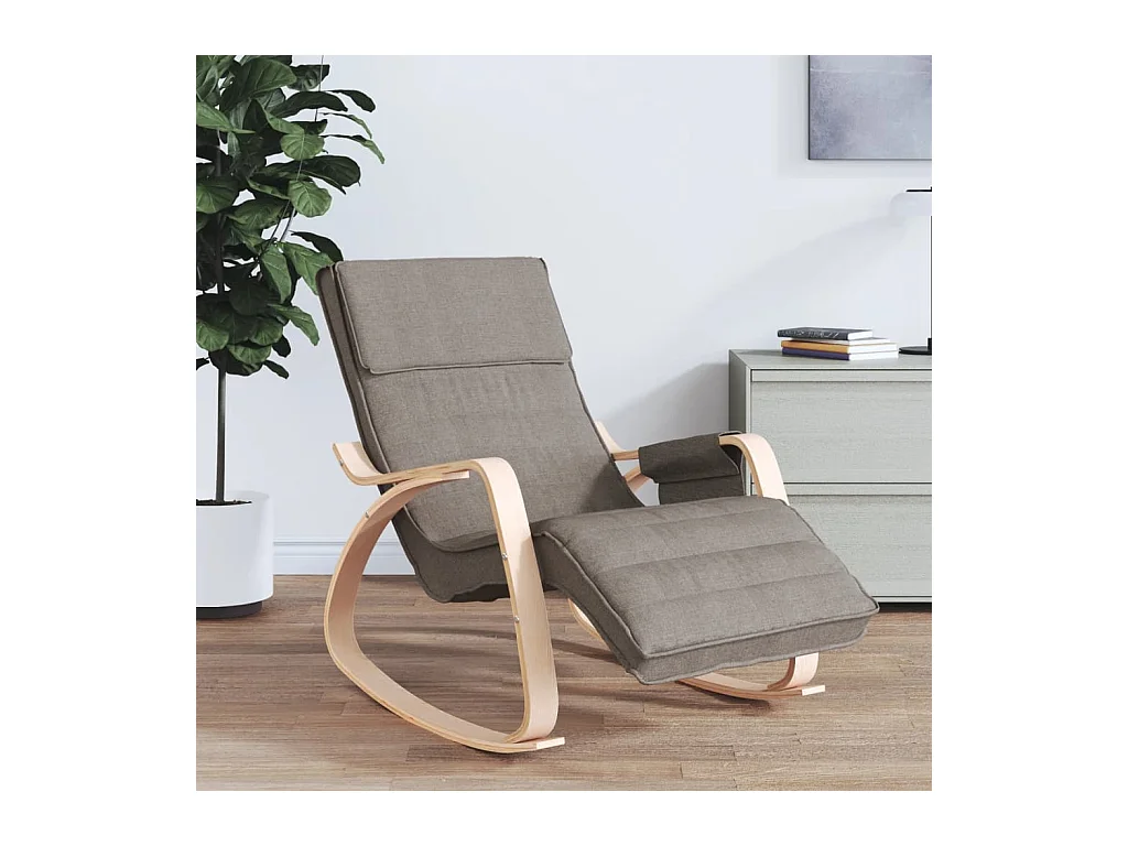 Taupe stoffen schommelstoel