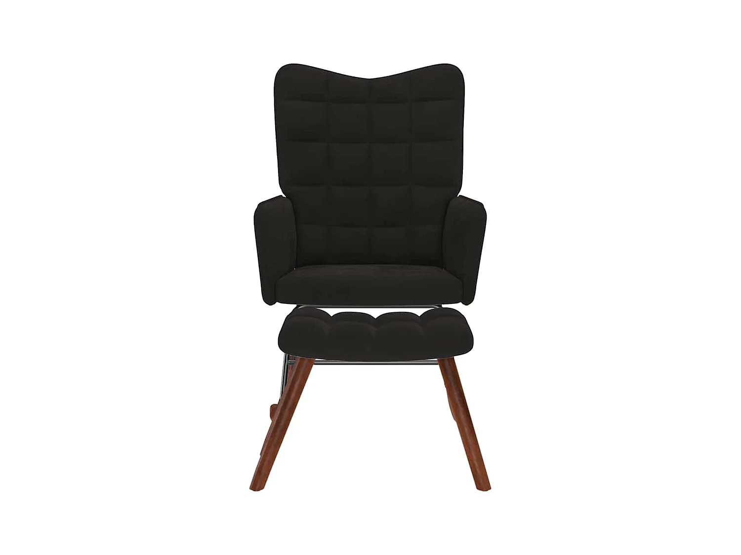 Chaise à bascule avec repose-pied noir velours