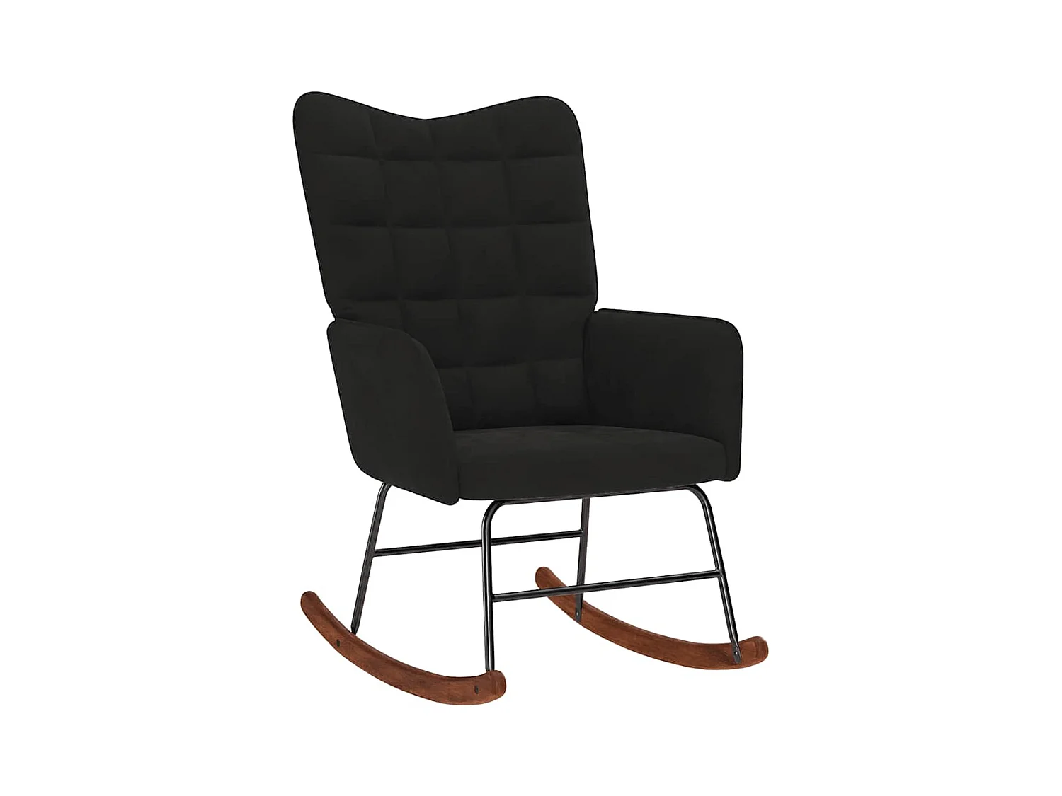 Chaise à bascule avec repose-pied noir velours