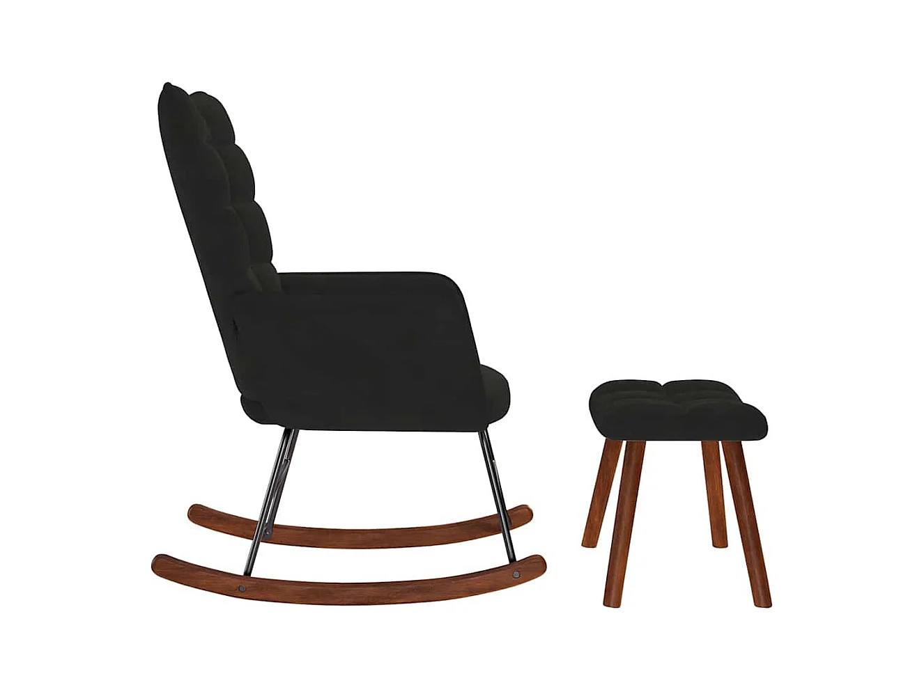 Chaise à bascule avec repose-pied noir velours