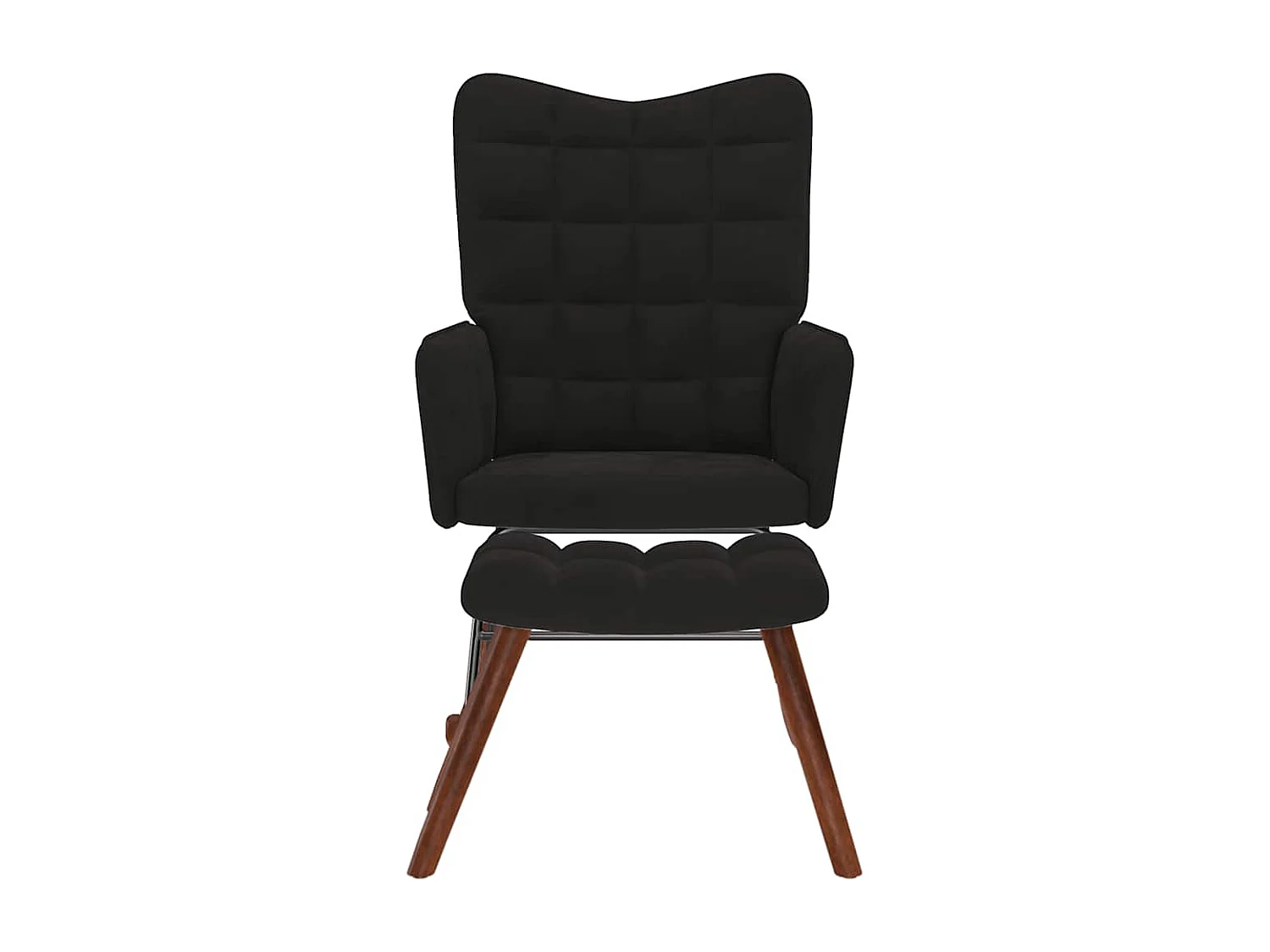 Mecedora con reposapiés de terciopelo negro