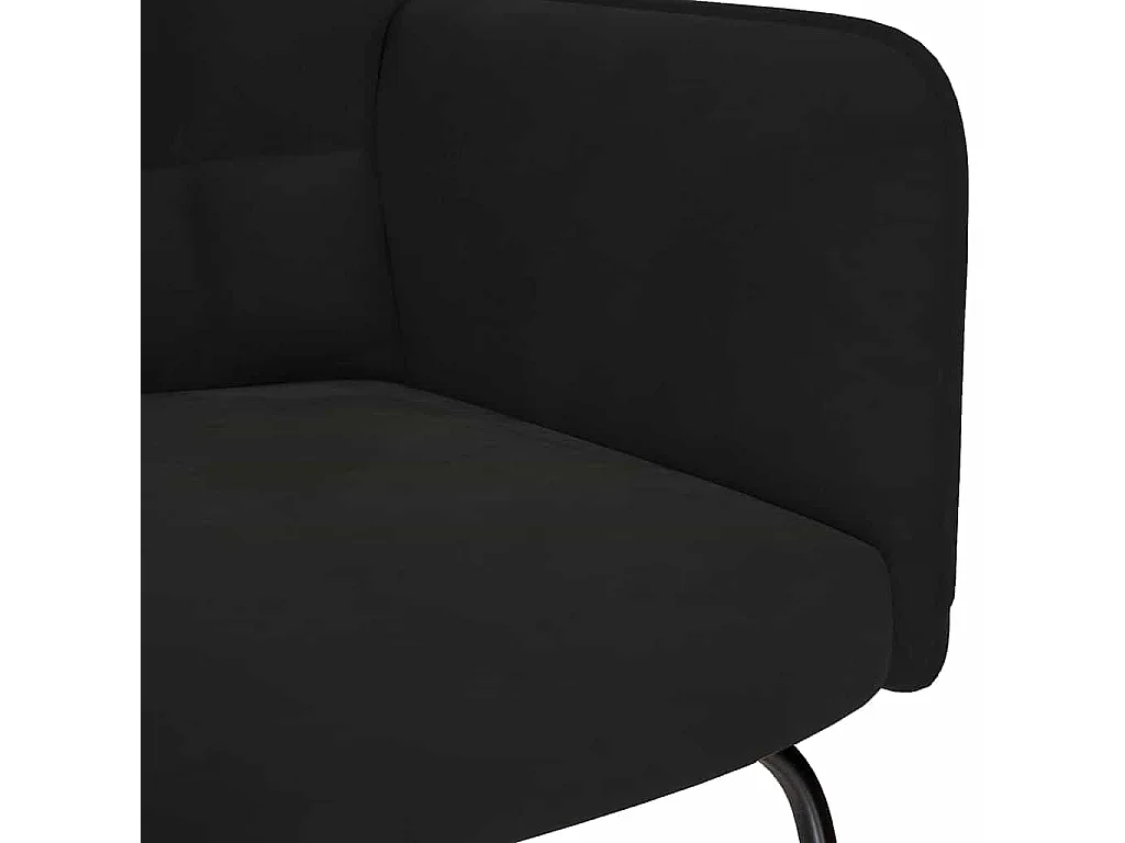 Mecedora con reposapiés de terciopelo negro