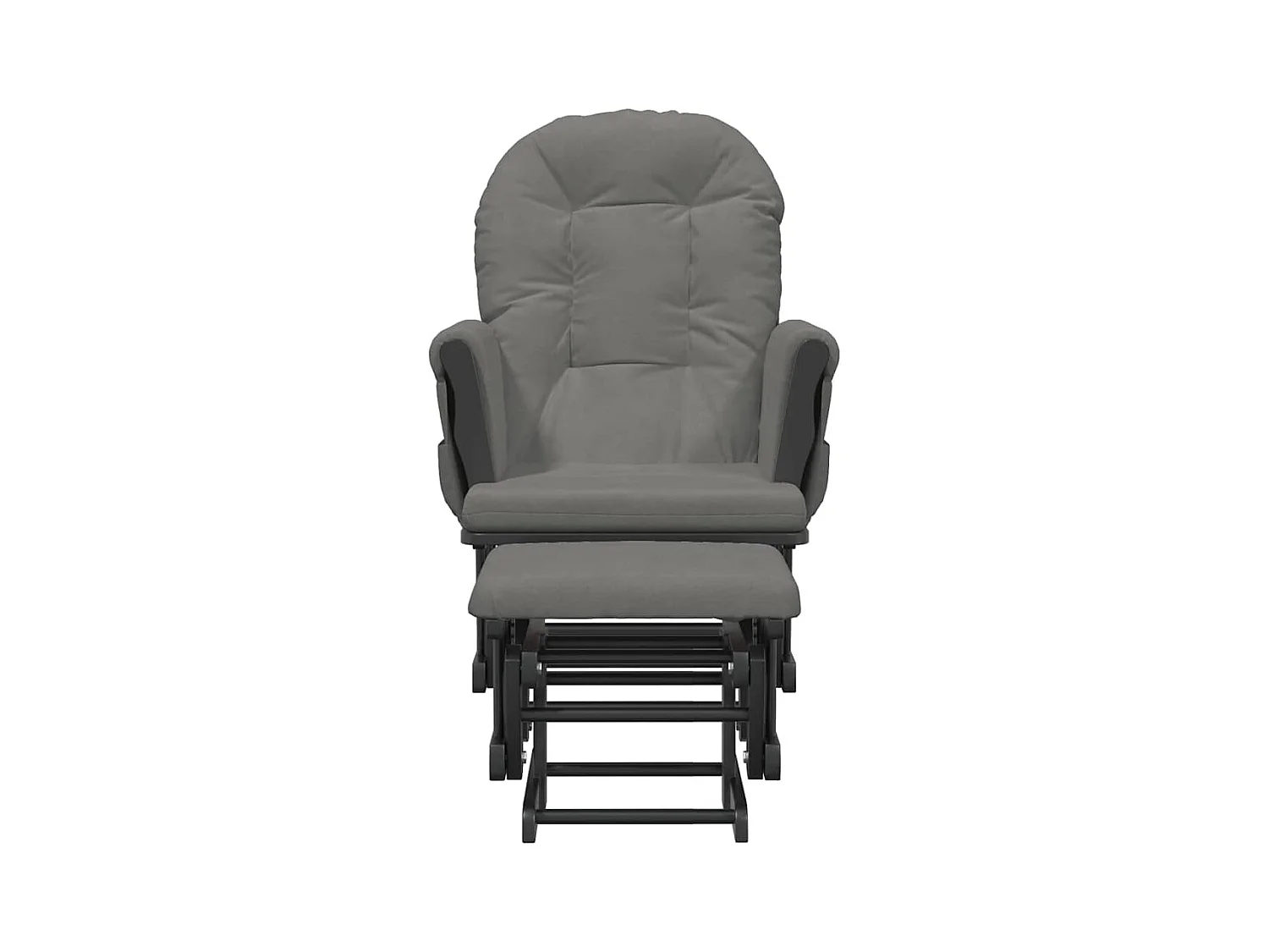 Mecedora con reposapiés Tela gris oscuro