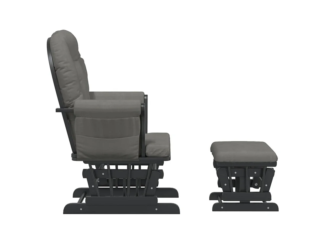 Schommelstoel met voetenbankje Donkergrijze stof