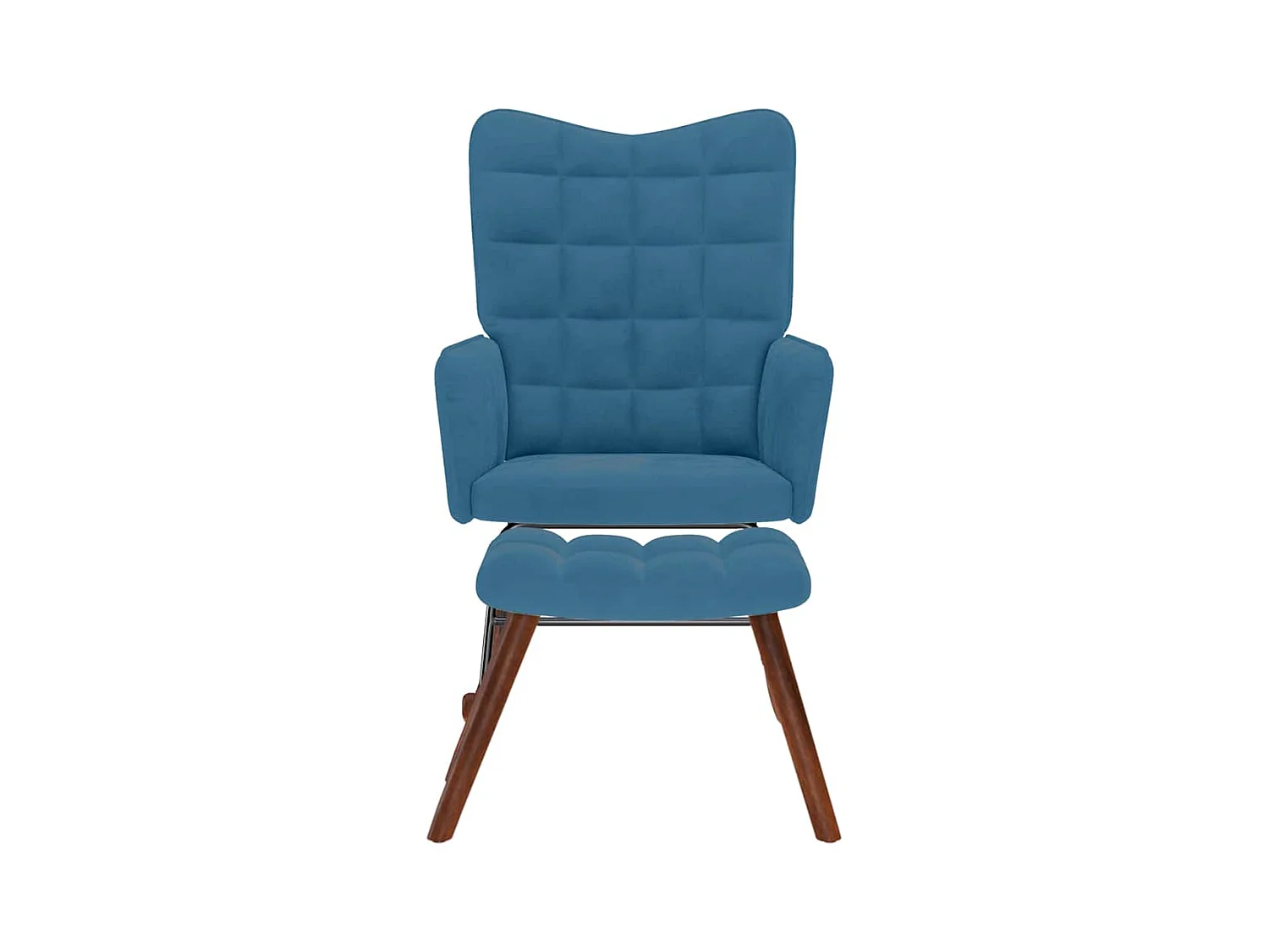 Chaise à bascule avec repose-pied bleu velours