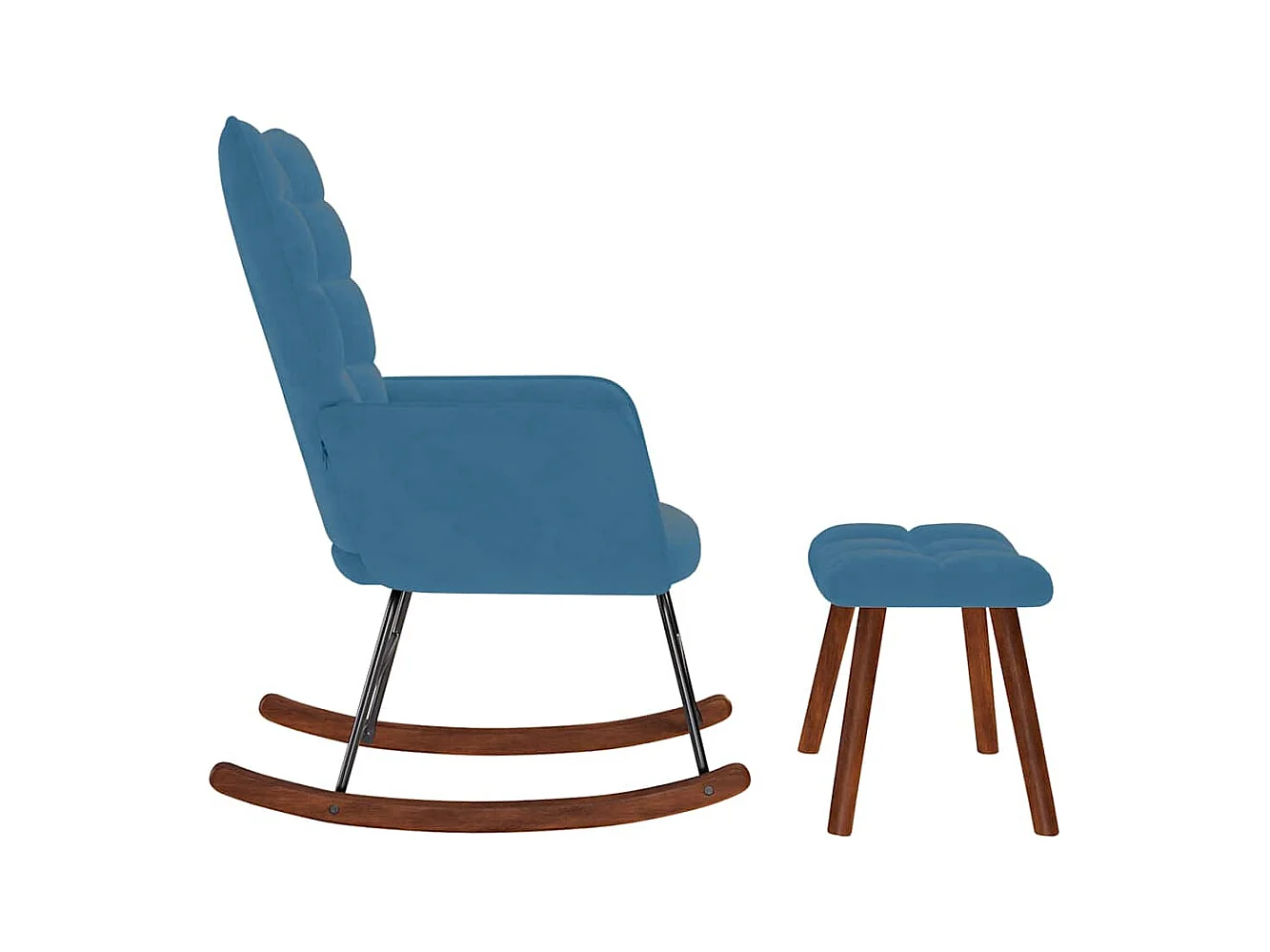 Chaise à bascule avec repose-pied bleu velours