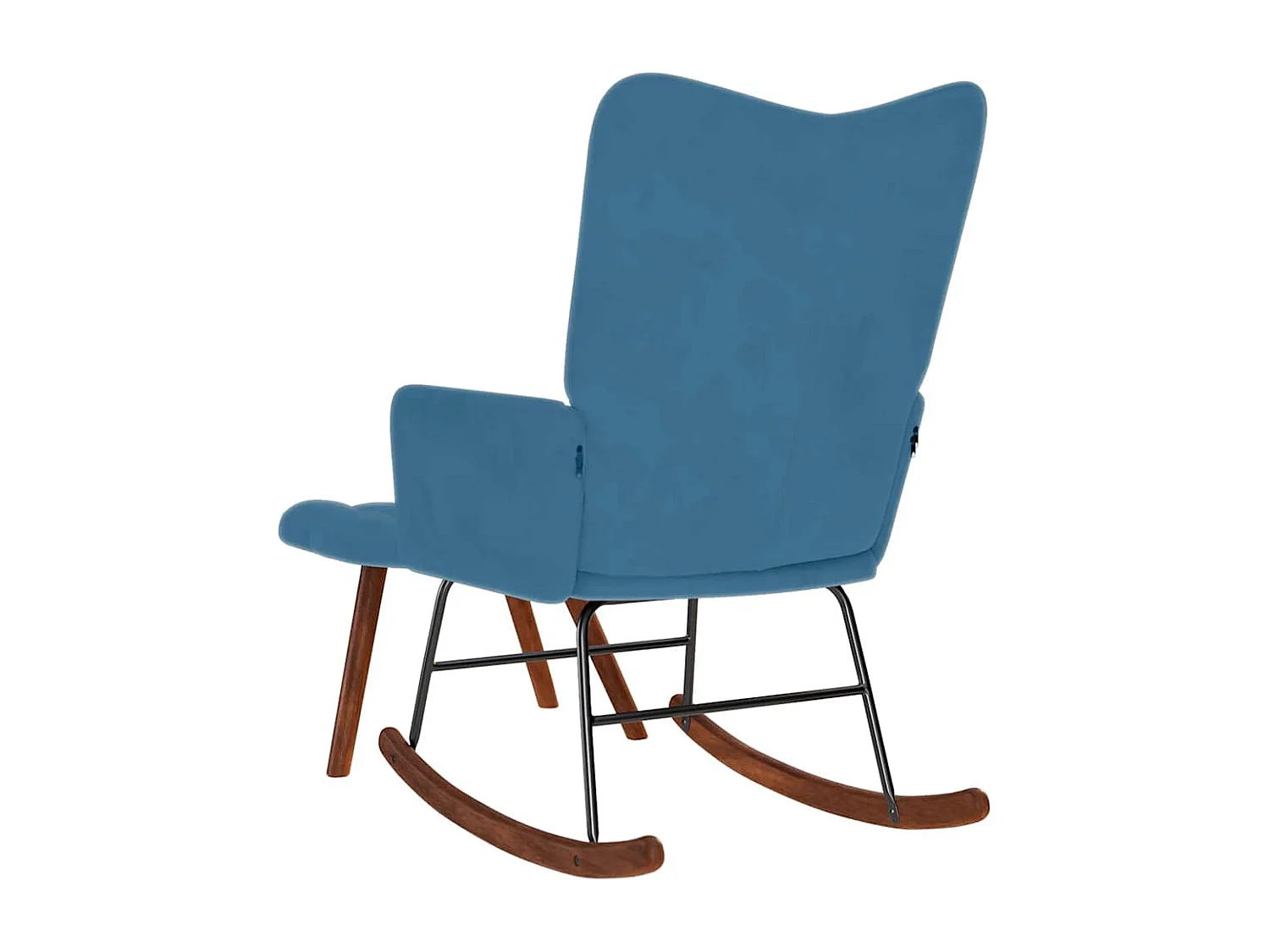 Chaise à bascule avec repose-pied bleu velours