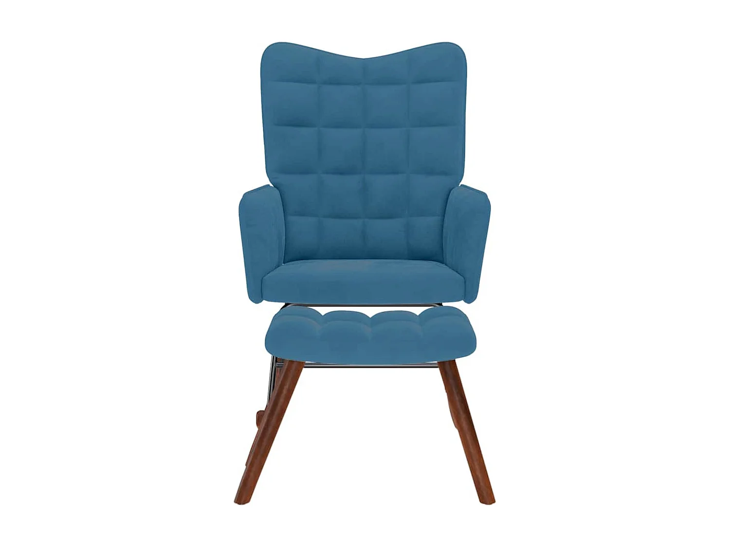 Mecedora con reposapiés de terciopelo azul