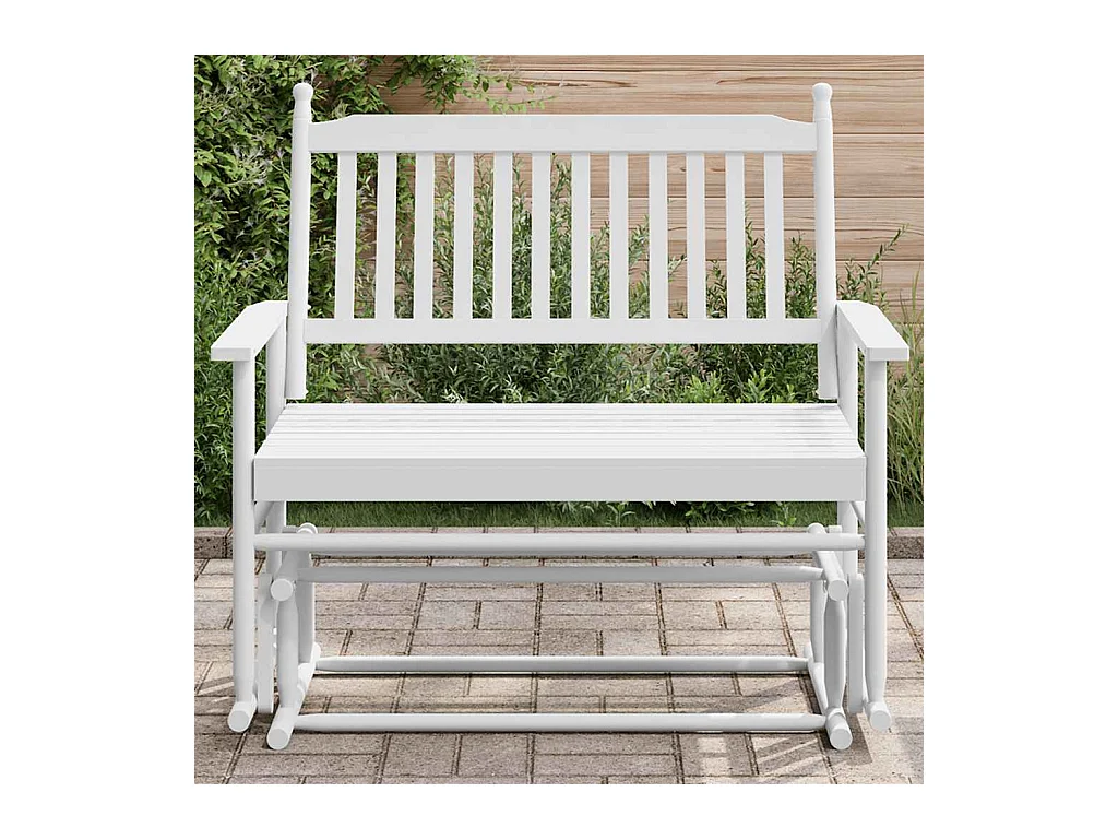 Weiße Schaukelbank 118x70x104,5 cm massives Pappelholz