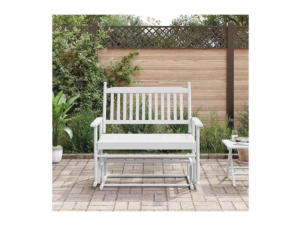 Weiße Schaukelbank 118x70x104,5 cm massives Pappelholz