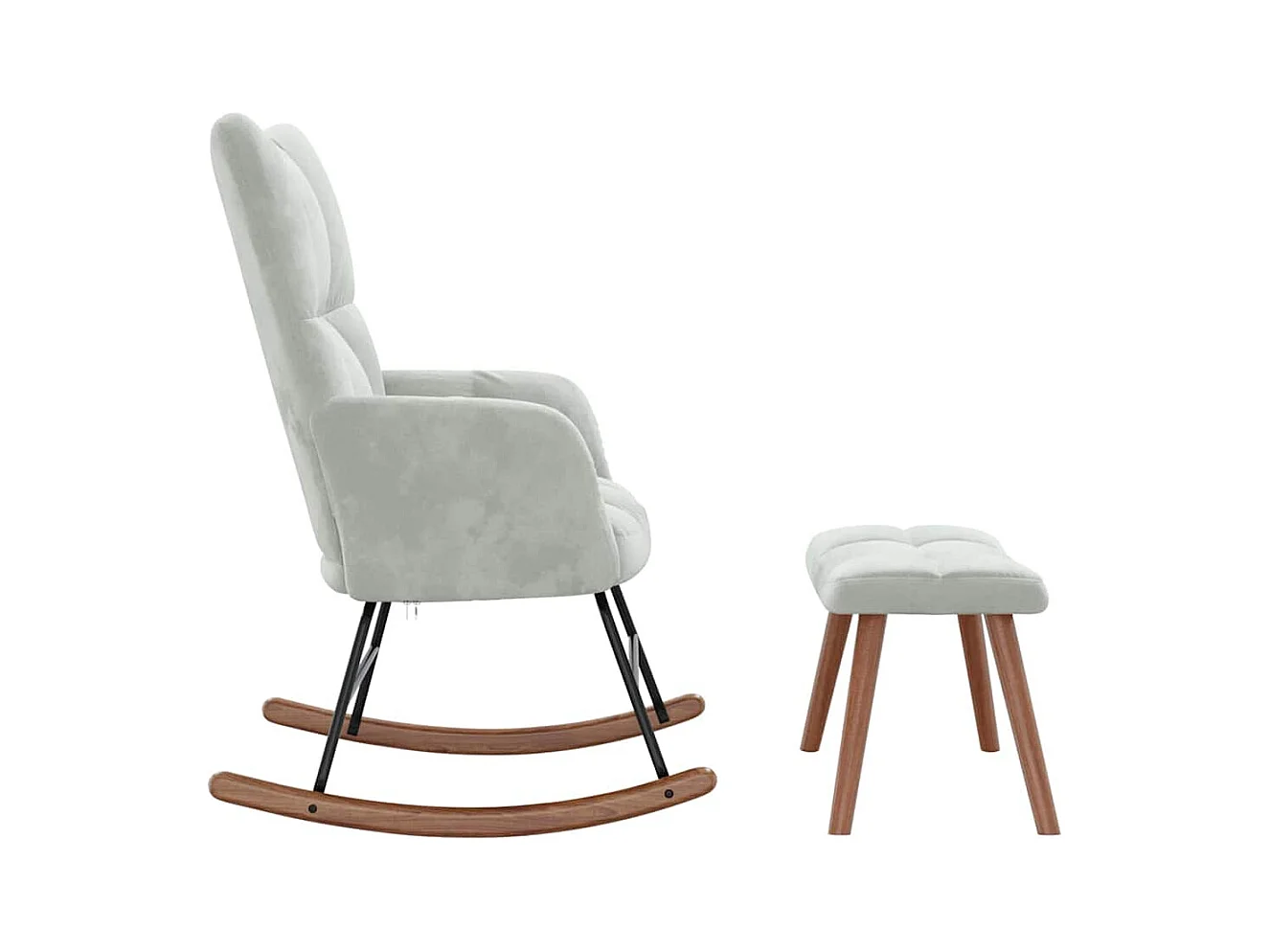Mecedora con reposapiés Terciopelo gris claro
