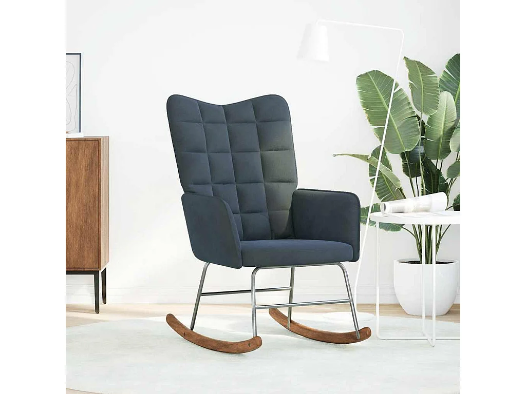 Sedia a dondolo in velluto grigio scuro