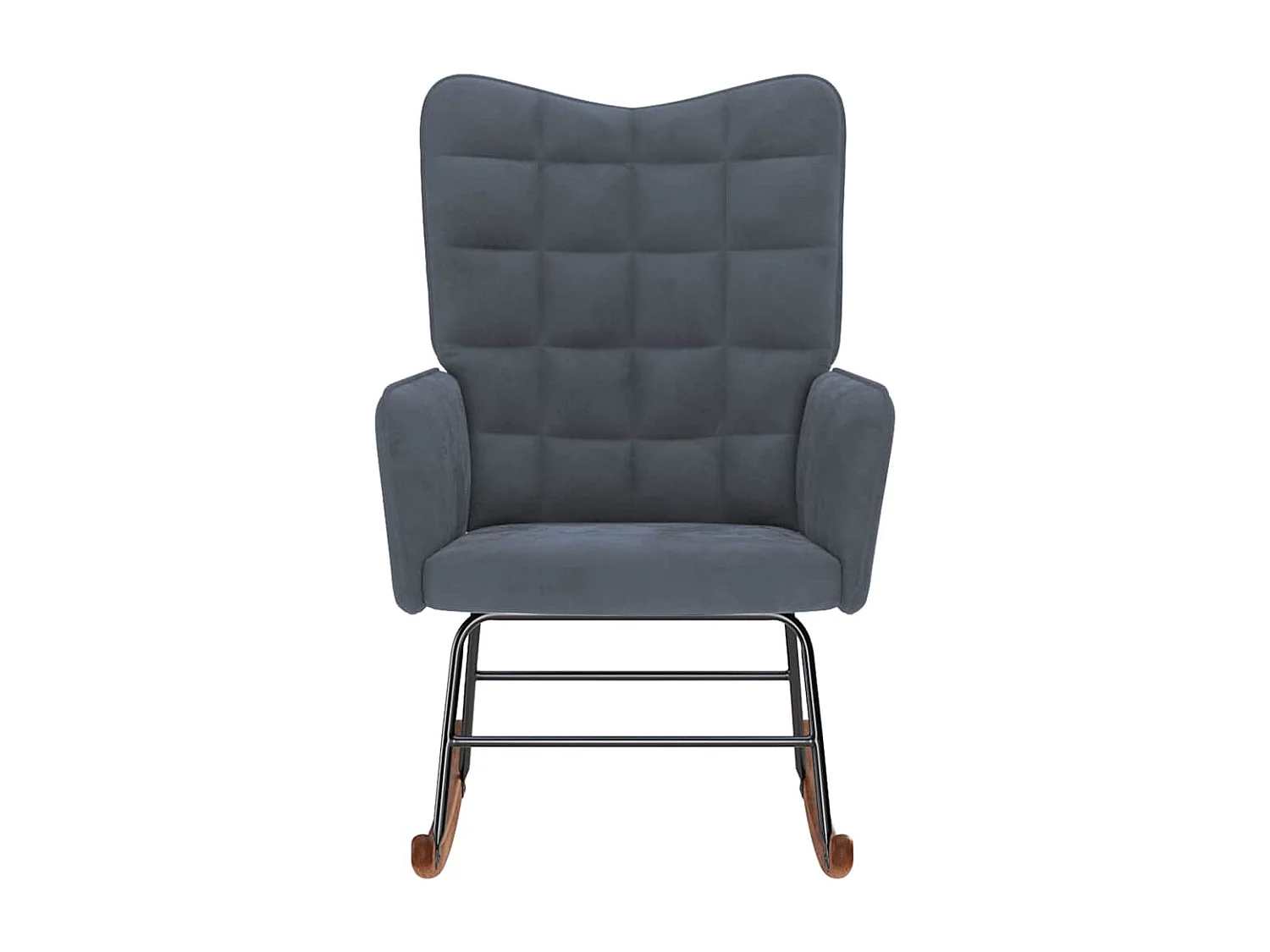 Sedia a dondolo in velluto grigio scuro