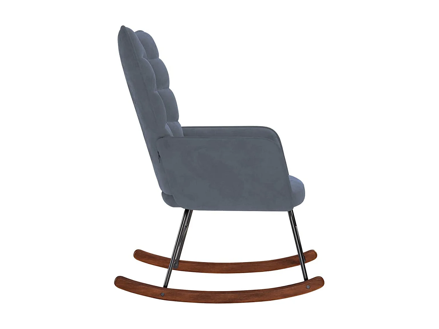 Sedia a dondolo in velluto grigio scuro