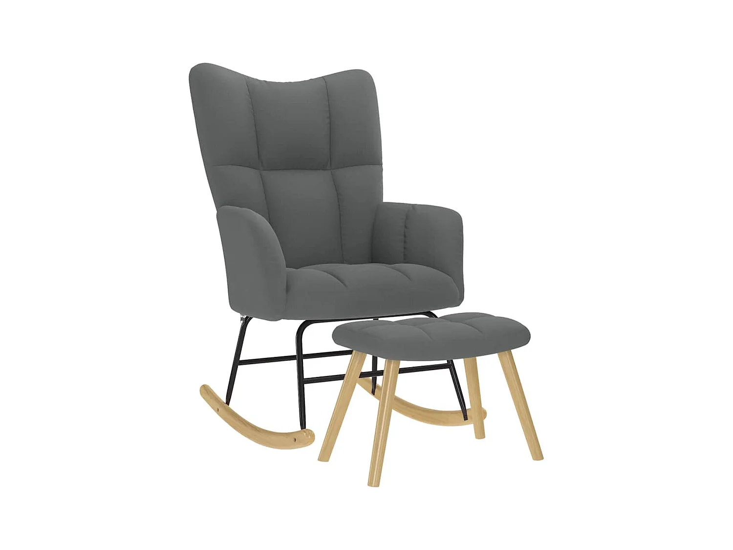 Chaise à bascule avec repose-pied Gris foncé Tissu