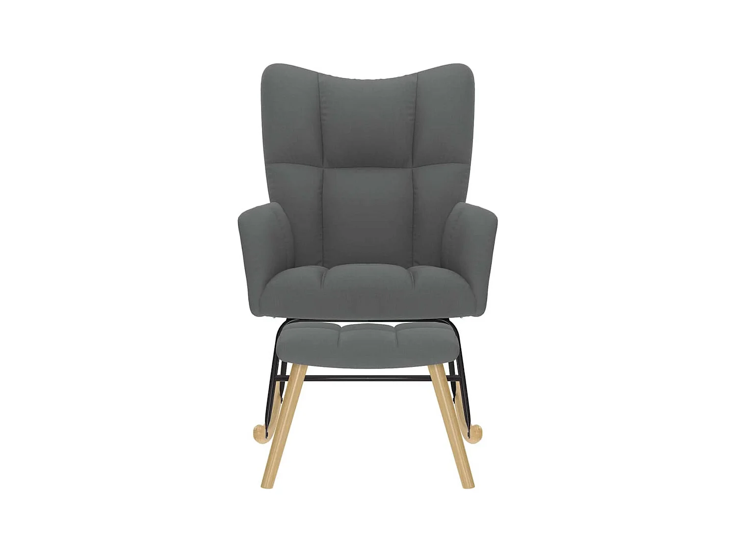 Chaise à bascule avec repose-pied Gris foncé Tissu