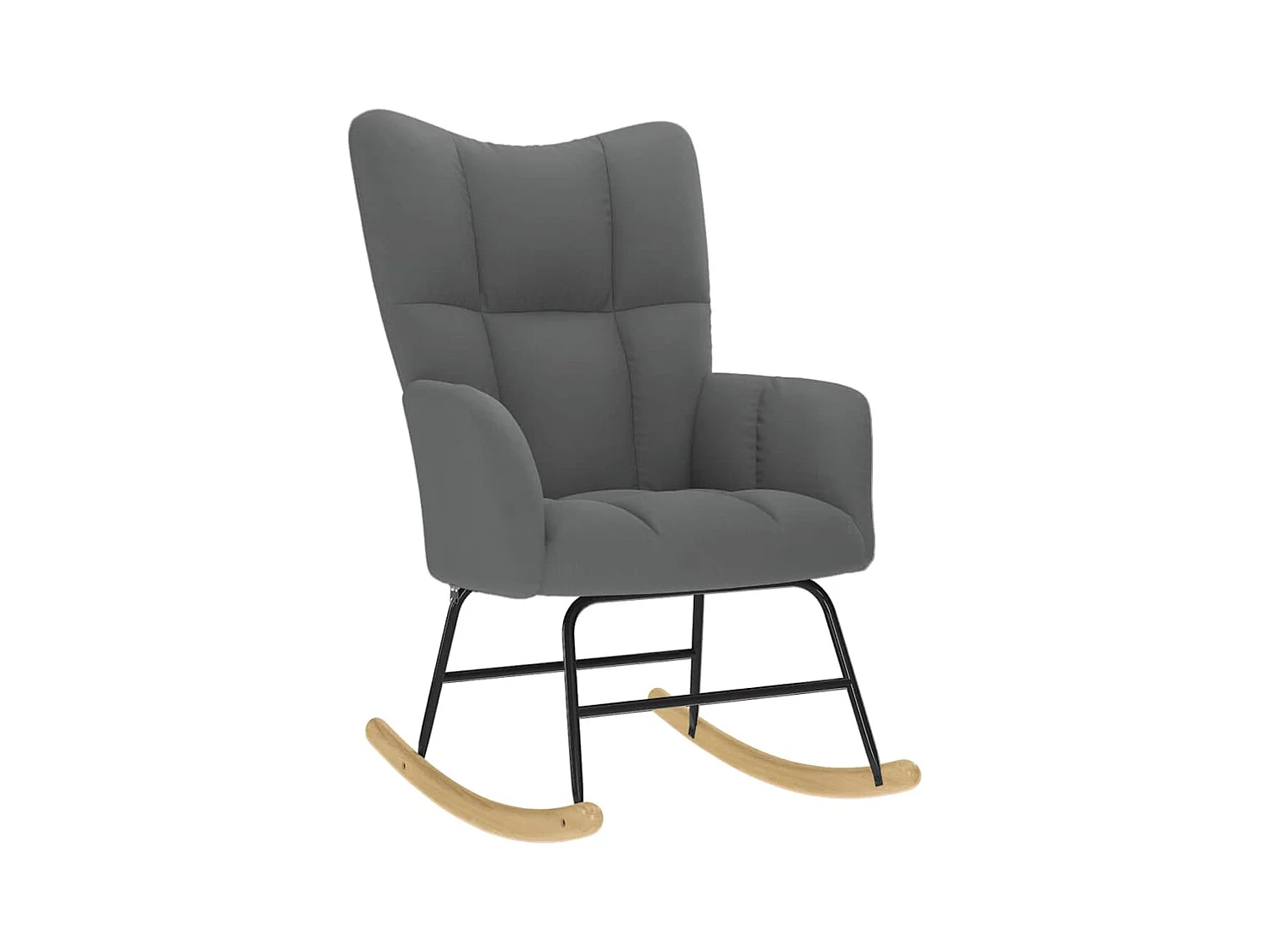 Chaise à bascule avec repose-pied Gris foncé Tissu